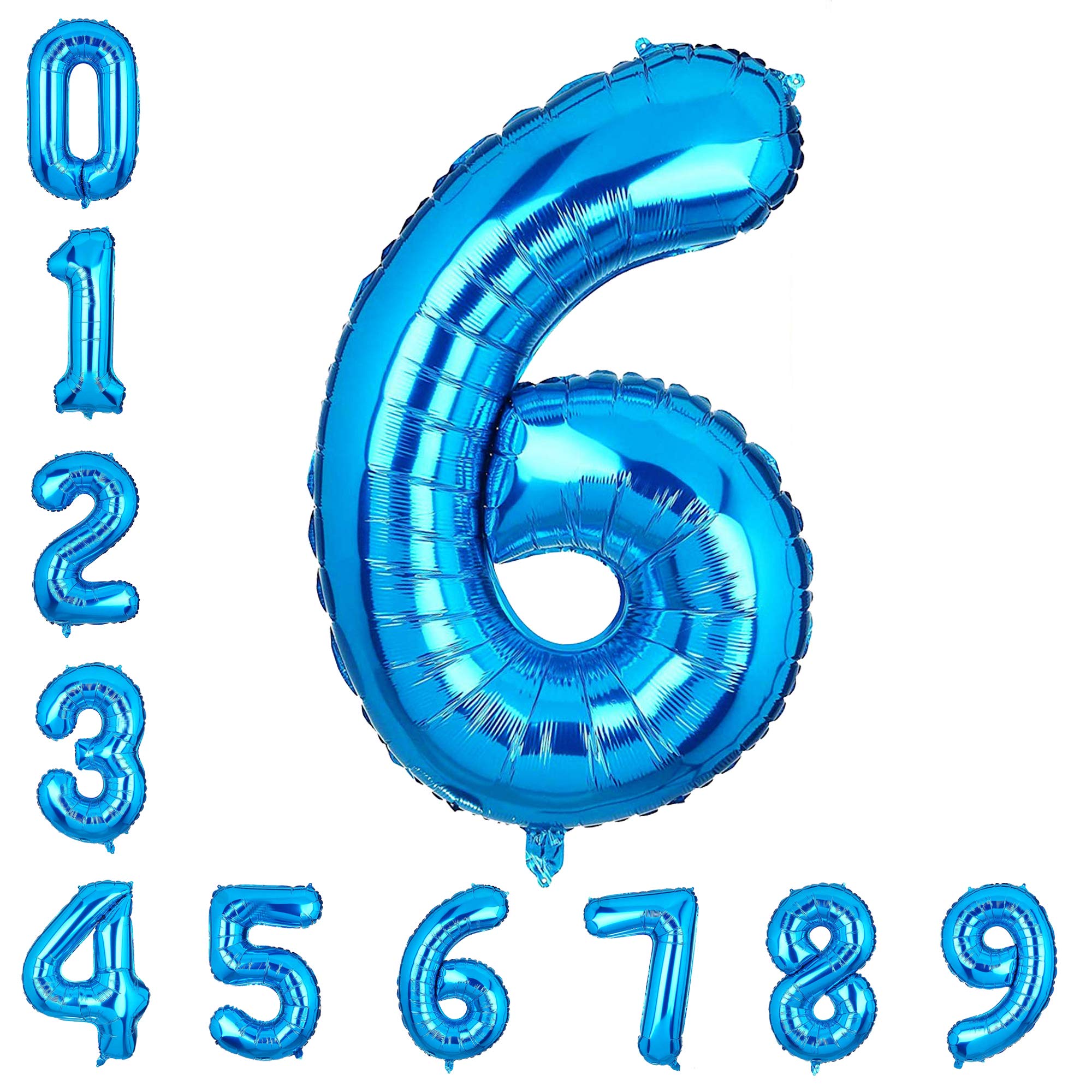 Photo 1 of 40 Inch Number Balloons Blue Number 6 Helium Foil Birthday Party Decorations Digit Balloons