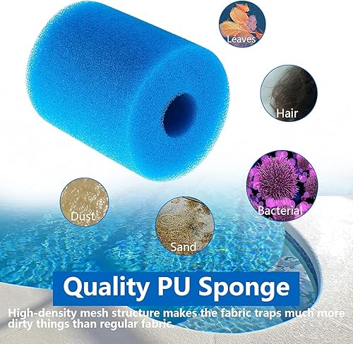 Miniatura 2 de 6 piezas de esponja de filtro de piscina para Intex tipo IIIVID, lavable y reutilizable, filtro de tina, cartucho de espuma, piezas de limpieza de