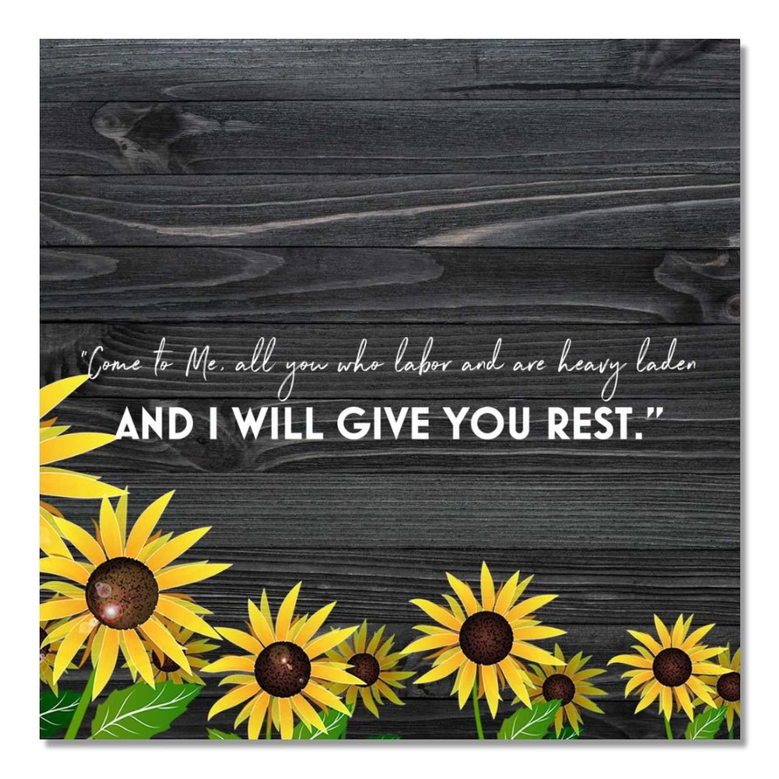 Panneau tournesol bois rustique verset biblique 41x41 cm déco
