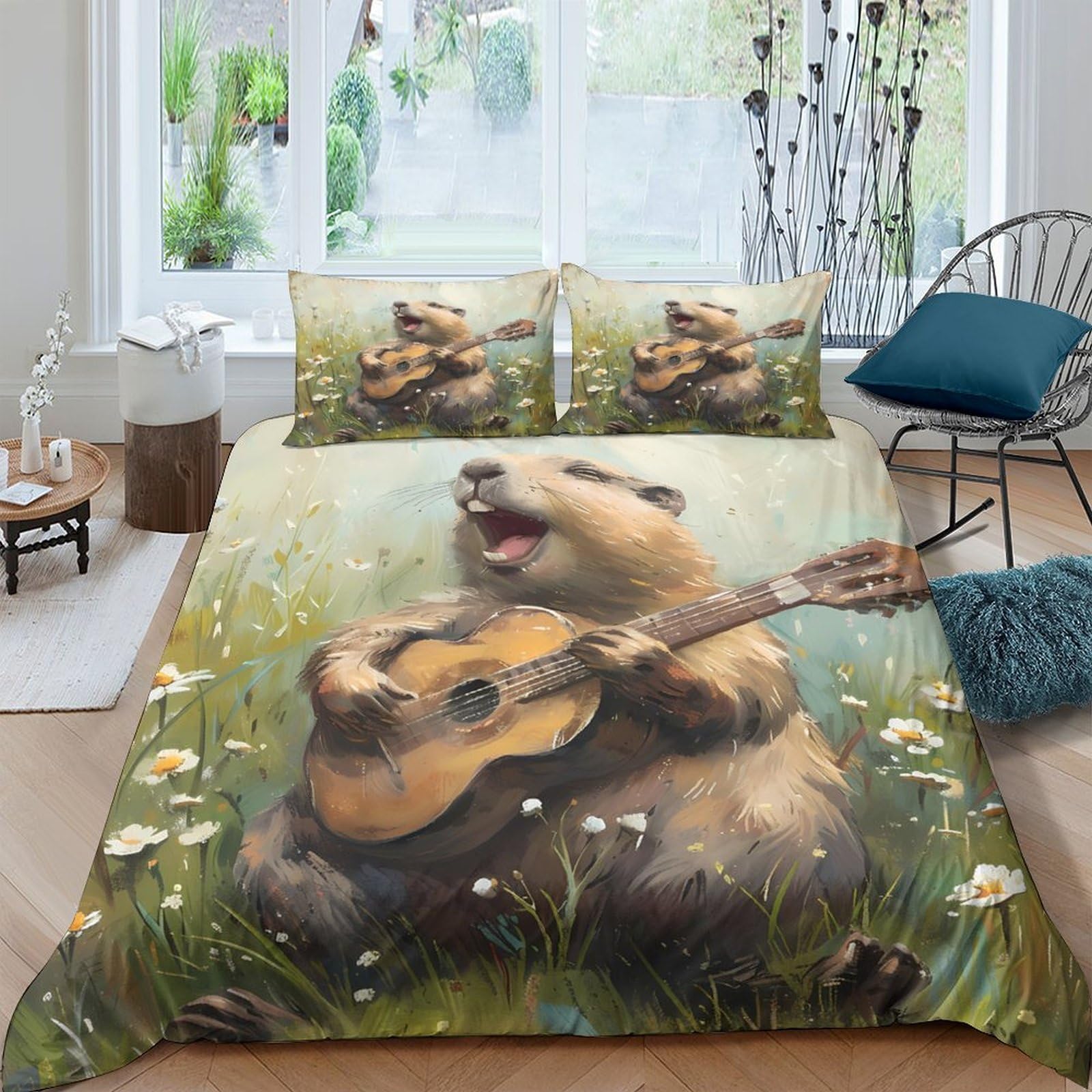 Parure de lit lapin ultra douce en microfibre 3D premium fini moelleux 3 pièces 140x200
