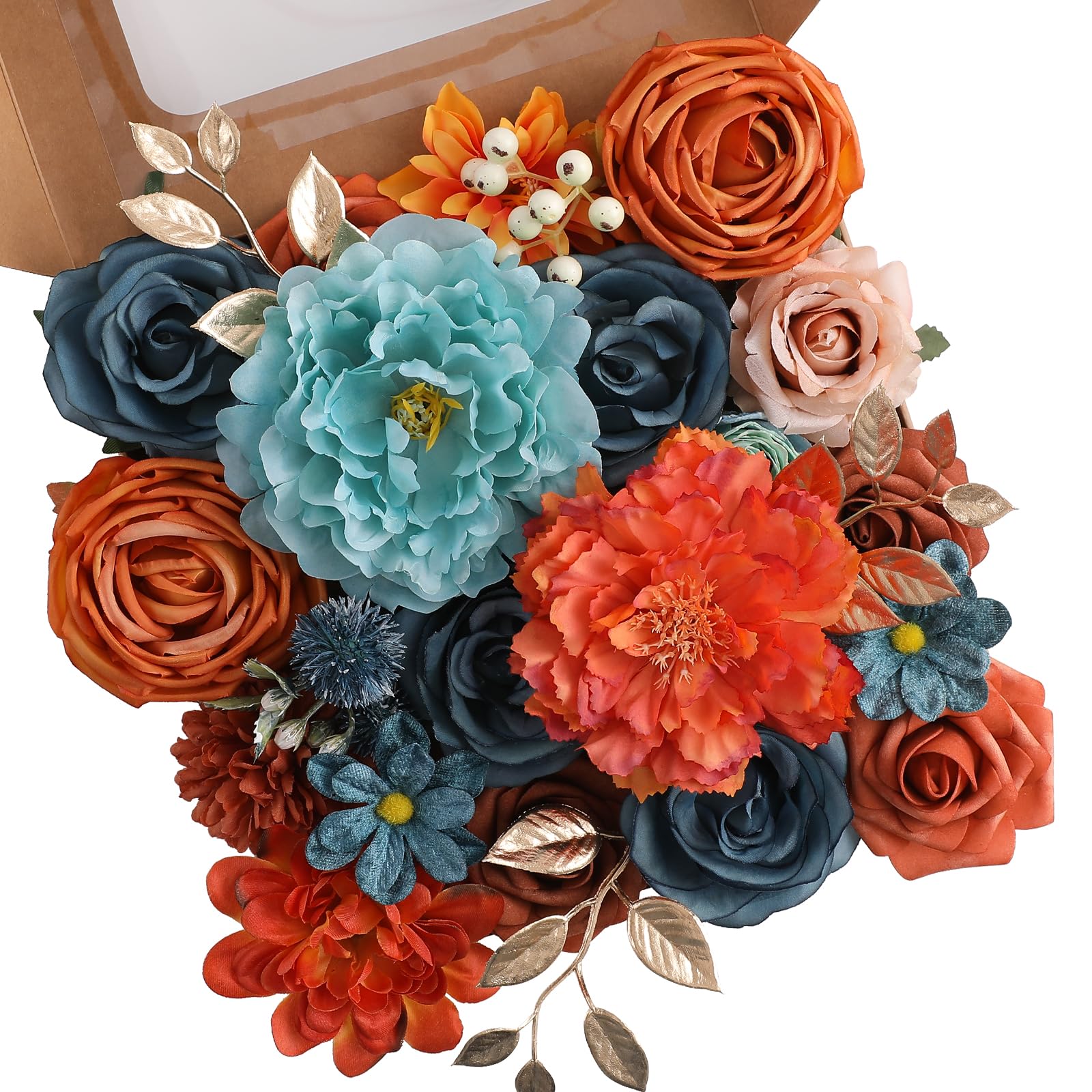Floweroyal Artificial Flowers Fake Rose Flowers Dahlia with Stems for DIY Wedding Bridal Bouquets, Baby Shower, Floral Arrangement, Table Centerpieces, Home Decorations