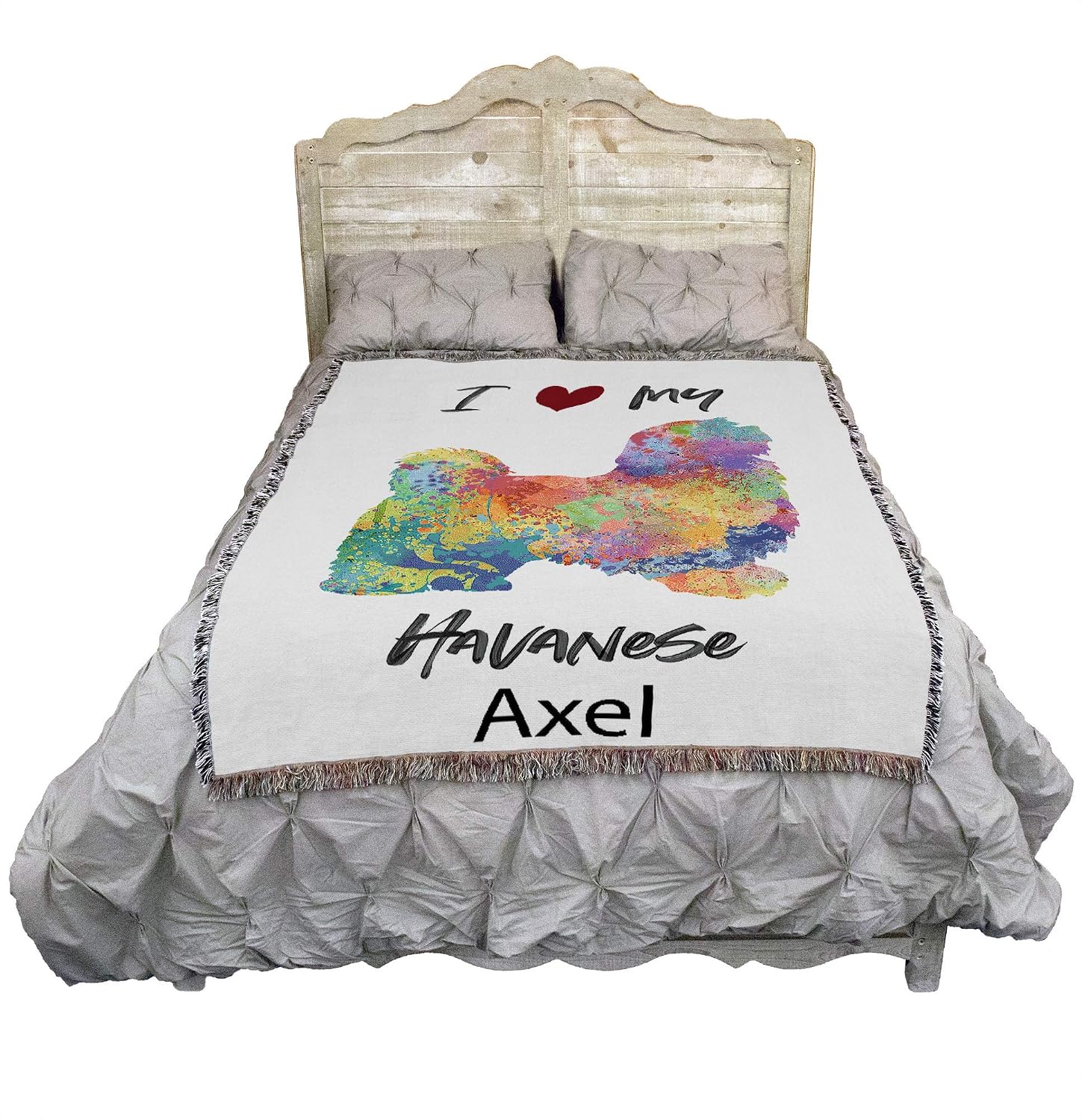 Pure Country Weavers I Love My Havanese Paint Splash Blanket - Personalized Gift for Dog Lovers - Tapestry Throw Woven from Cotton - Made in the USA (72x54)