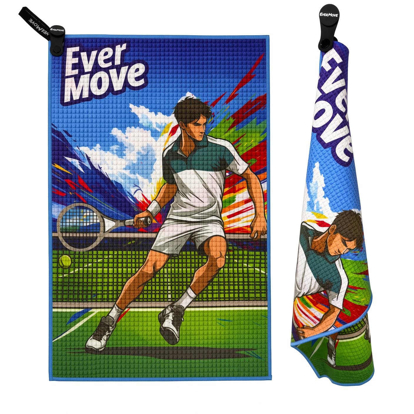Ever Move Microfiber Golf Tennis Towel with Magnet and Loop, 41 x 60 cm