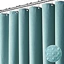 Dynamene Teal Fabric Shower Curtain for Bathroom - Waffle Weave Heavy Duty Cloth , 256GSM Hotel Luxury Weighted Polyester Bath Curtain Set with 12 Plastic Hooks,72x72, Teal/Turquoise