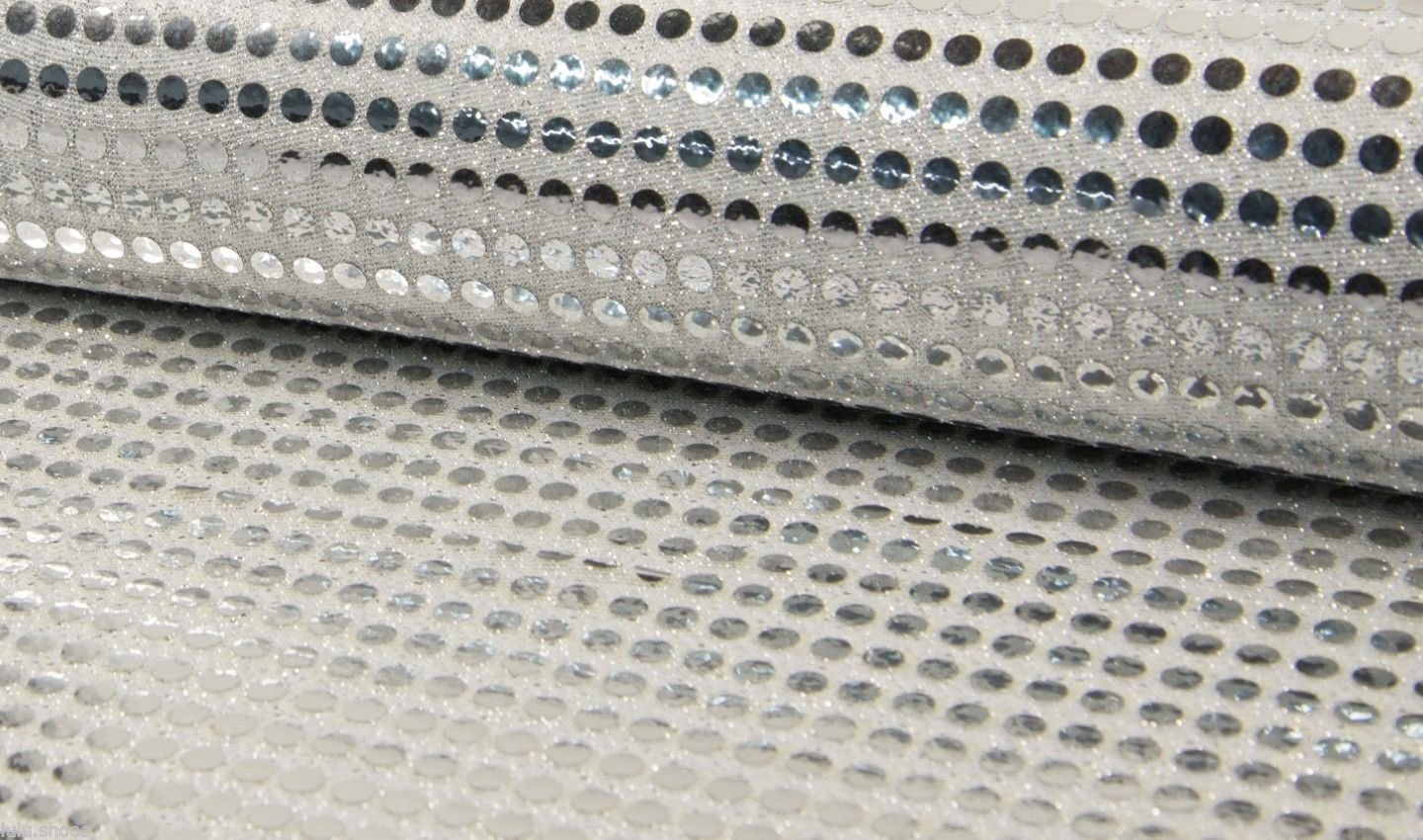 HomeBuy 6mm Sparkling Sequin Fabric Material Glitter Sparkle - 6mm sequins - 115cm wide SILVER Sequins/White Mesh (sold by the metre)