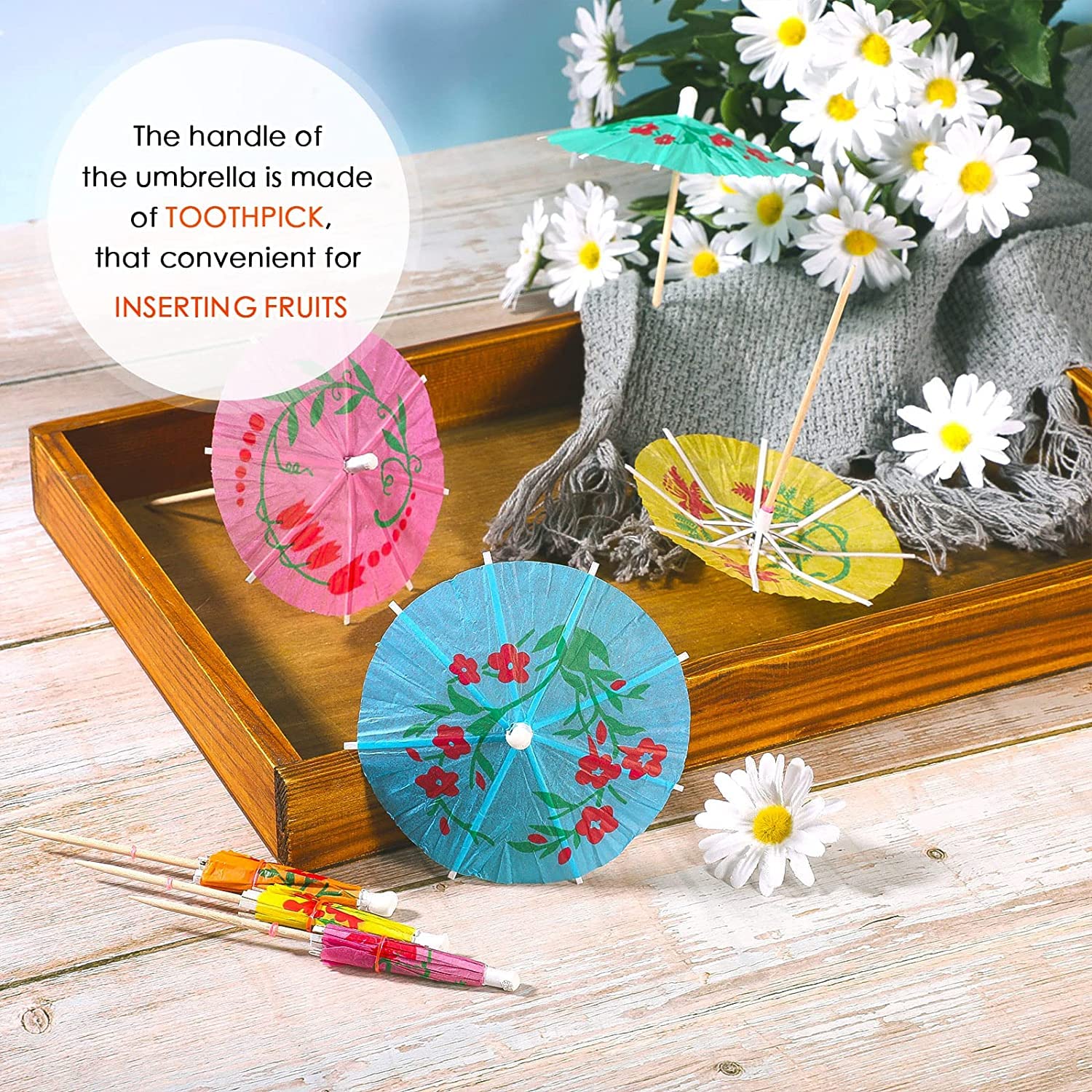WANGCL 50 piezas de sombrillas de cóctel de color tropical, para decoración de bebidas, fiestas, bares, postres, actividades al aire libre