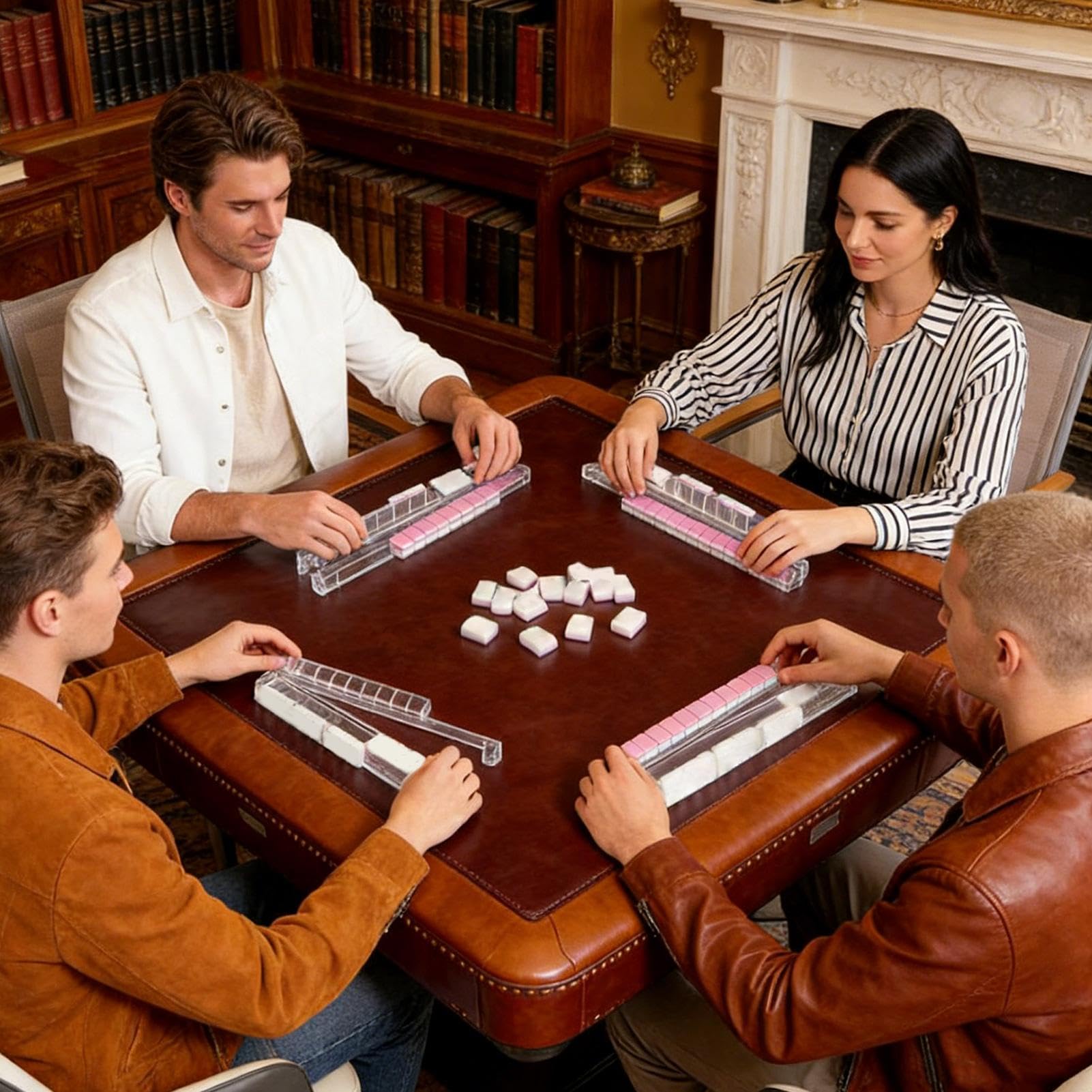 Supporti per Mahjong con Spingitori 4 Supporti da da Tavolo con Borsa