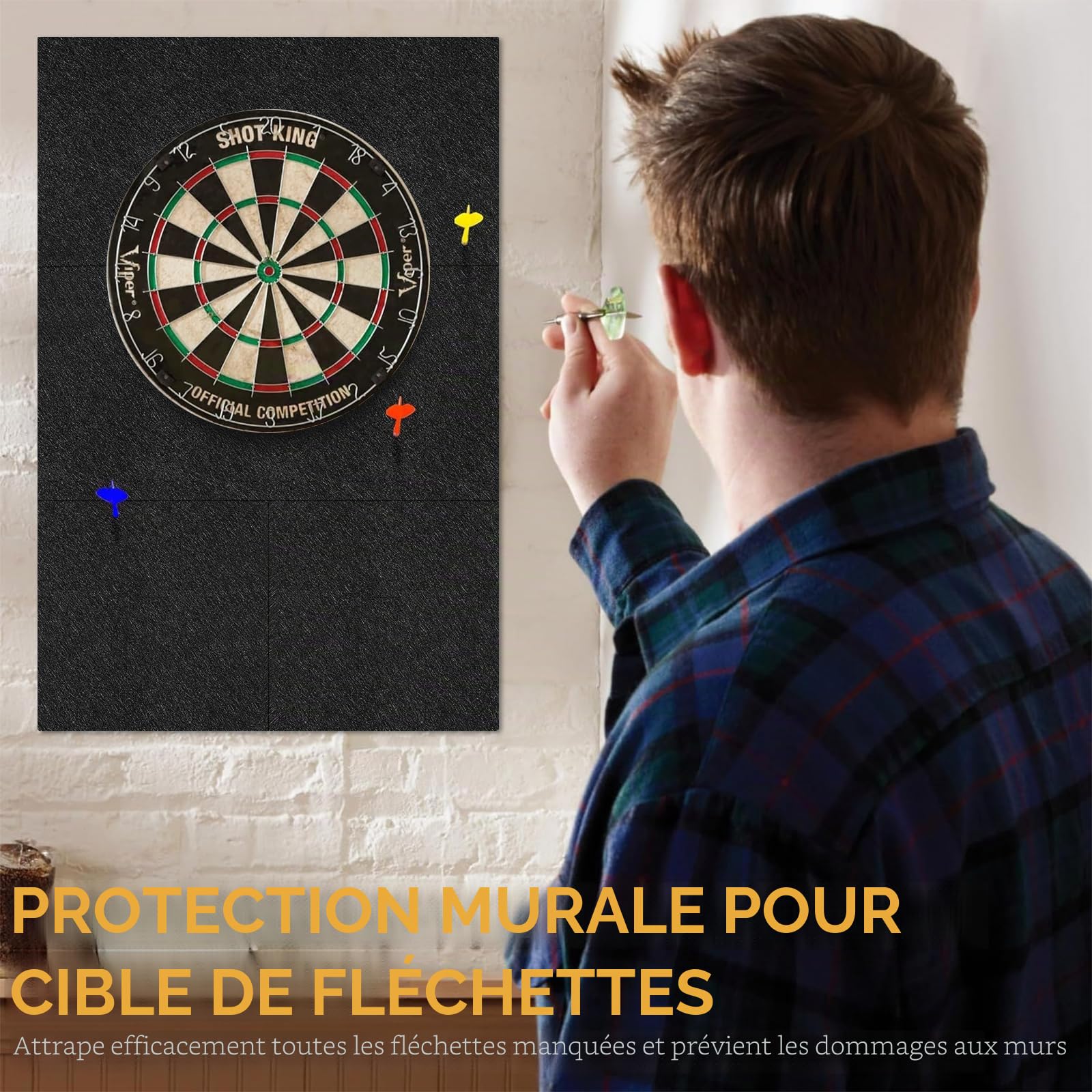 6 pièces de protection murale pour fléchettes, 30×30×1,2 cm de protection pour cible de fléchettes, protection murale pour fléchettes, bordure de cible de fléchettes, cadre mural pour cible de
