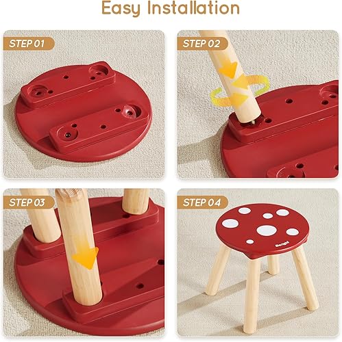 Miniatura 11 de Beright Taburete de madera para niños, taburete para niños, mesa sensorial perfecta a juego, taburete resistente de 9 pulgadas con cuatro patas