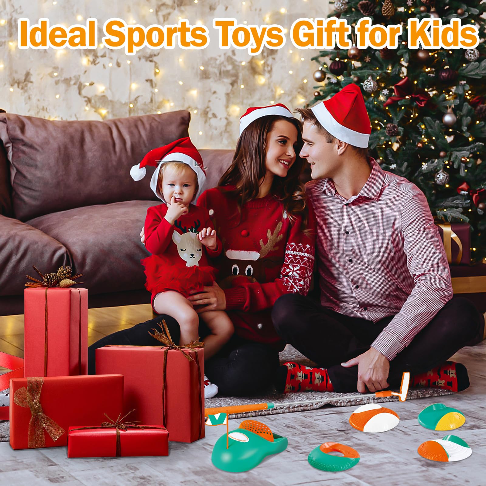 Juguetes de Golf para Niños, Juego de Golf con Palos de Golf Retráctiles, Retorno de Golf, Pelotas, Cabezas de Golf y Hoyos de Práctica, Regalo de Juegos Deportivos de Exterior para Niños