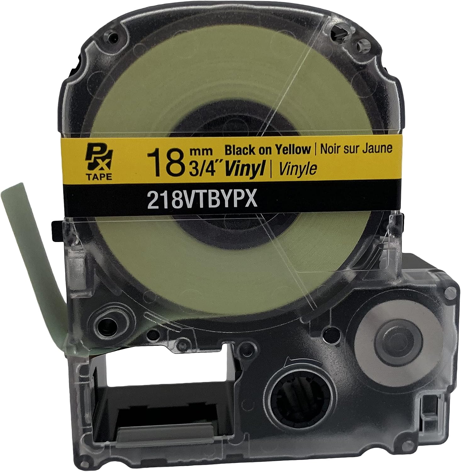 LABELWORKS 218VTBYPX Tape Cartridge - Black on Yellow Flexible and Durable Vinyl Industrial Label Maker Tape - 3/4" (18MM) Wide, 22.9 ft