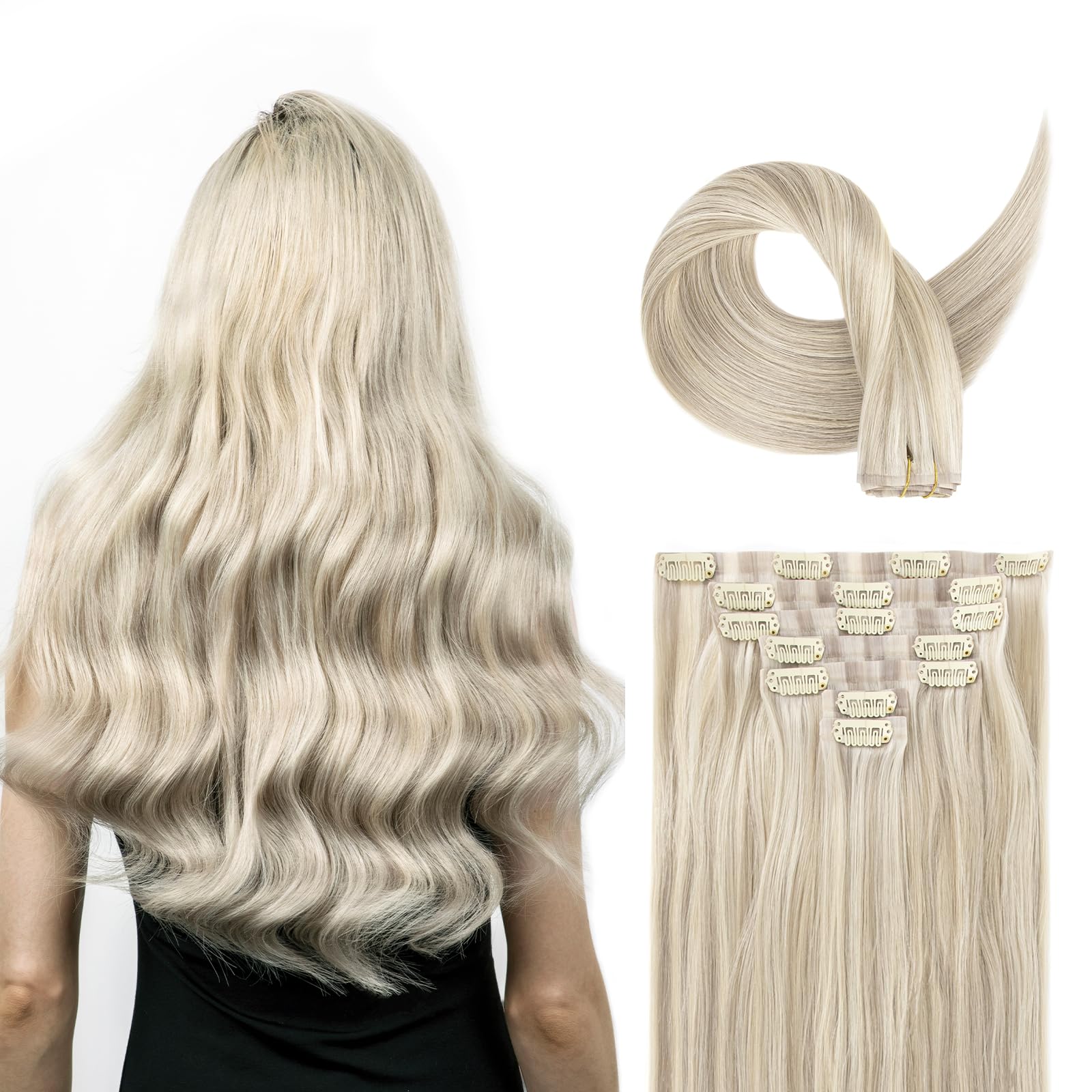 SOBEAUTY Clip in Hair Extensions, 100% Real Human Hair Remy Natural Volume Hair Extensions