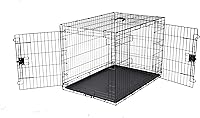 Vista 14 de Yaxa Basics Duradera, plegable, plegable, portátil, jaula para perros de alambre de metal con bandeja, una sola puerta con panel divisor, fácil