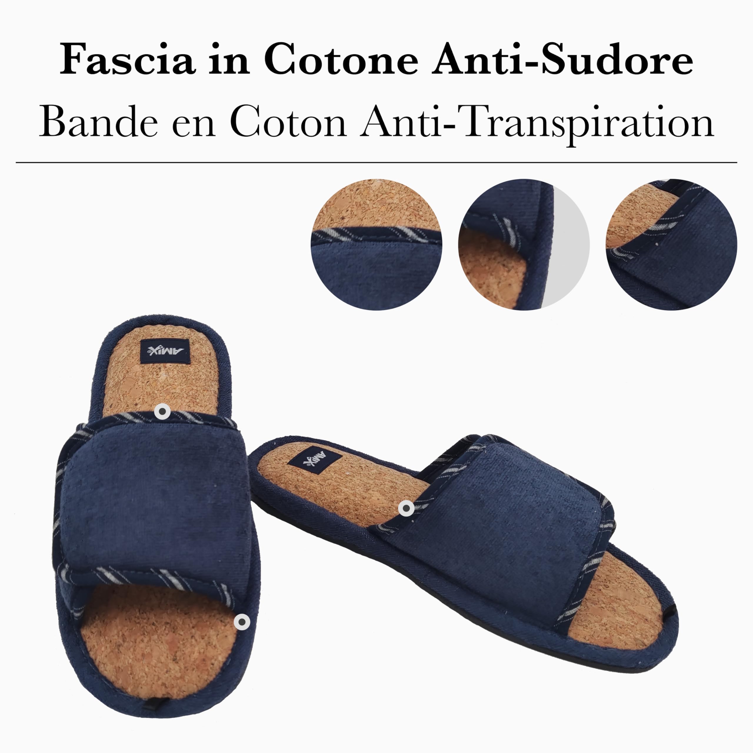 Amix Corcho Ciabatte in Sughero Uomo per Primavera Estate, Extra-Light e Antiscivolo, per Casa e Giardino