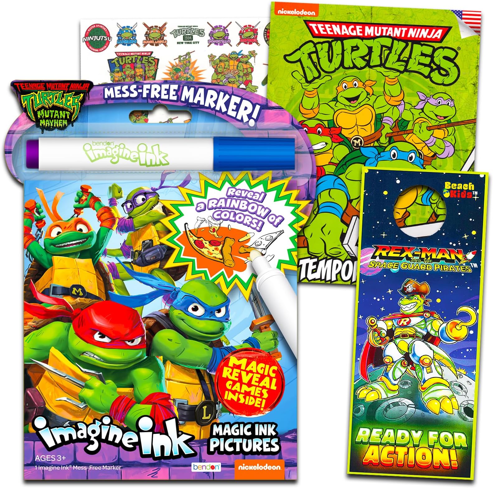 TMNT Imagine Ink Activity and Coloring Book Bundle for Kids with 25 Ninja Turtle Tattoos and Party Favors