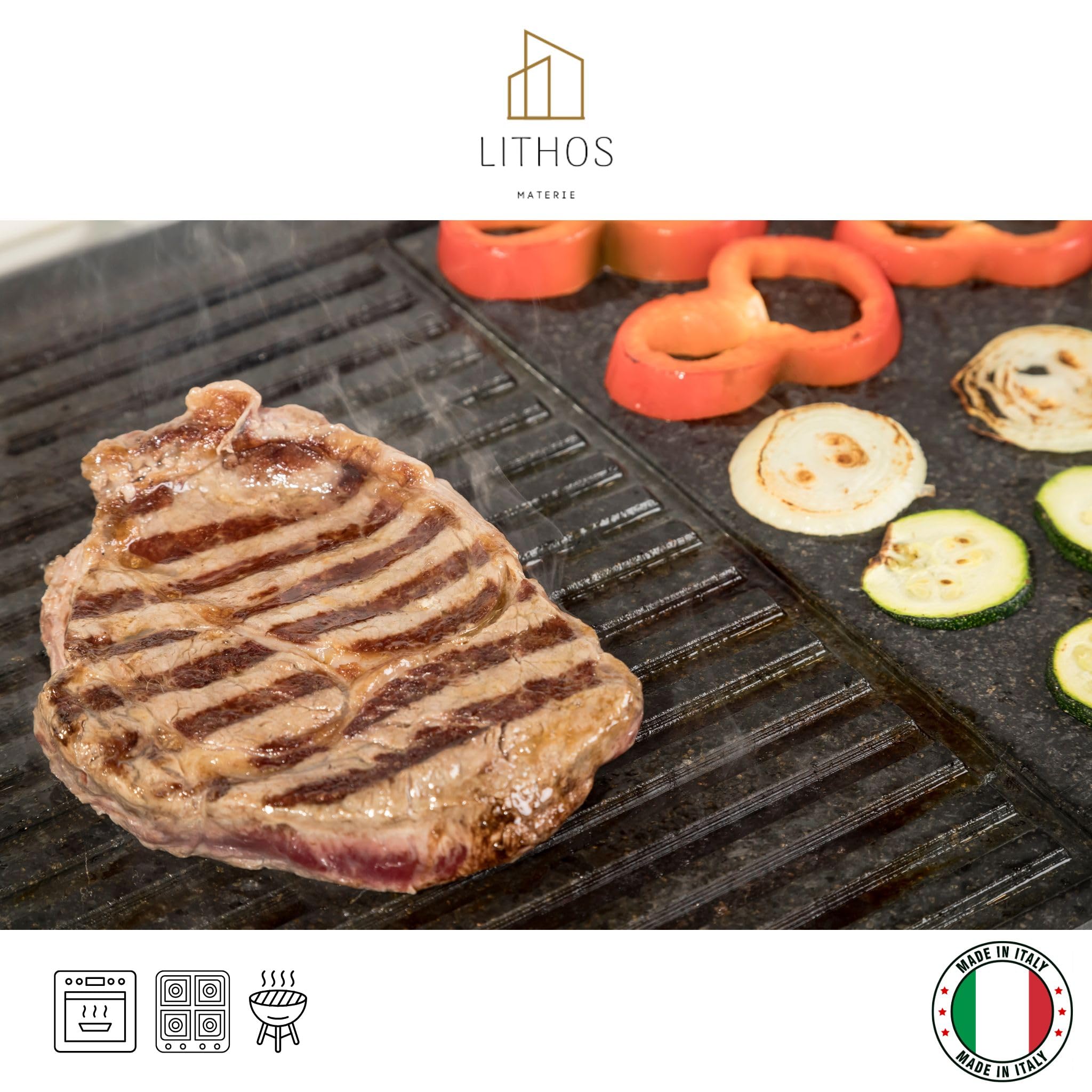 PIASTRA IN PIETRA LAVICA Ollare - Refrattaria dell’Etna per Forno Elettrico & Gas, Barbecue, Bistecchiera per Pizza e Carne – Misure a Scelta (50x40)