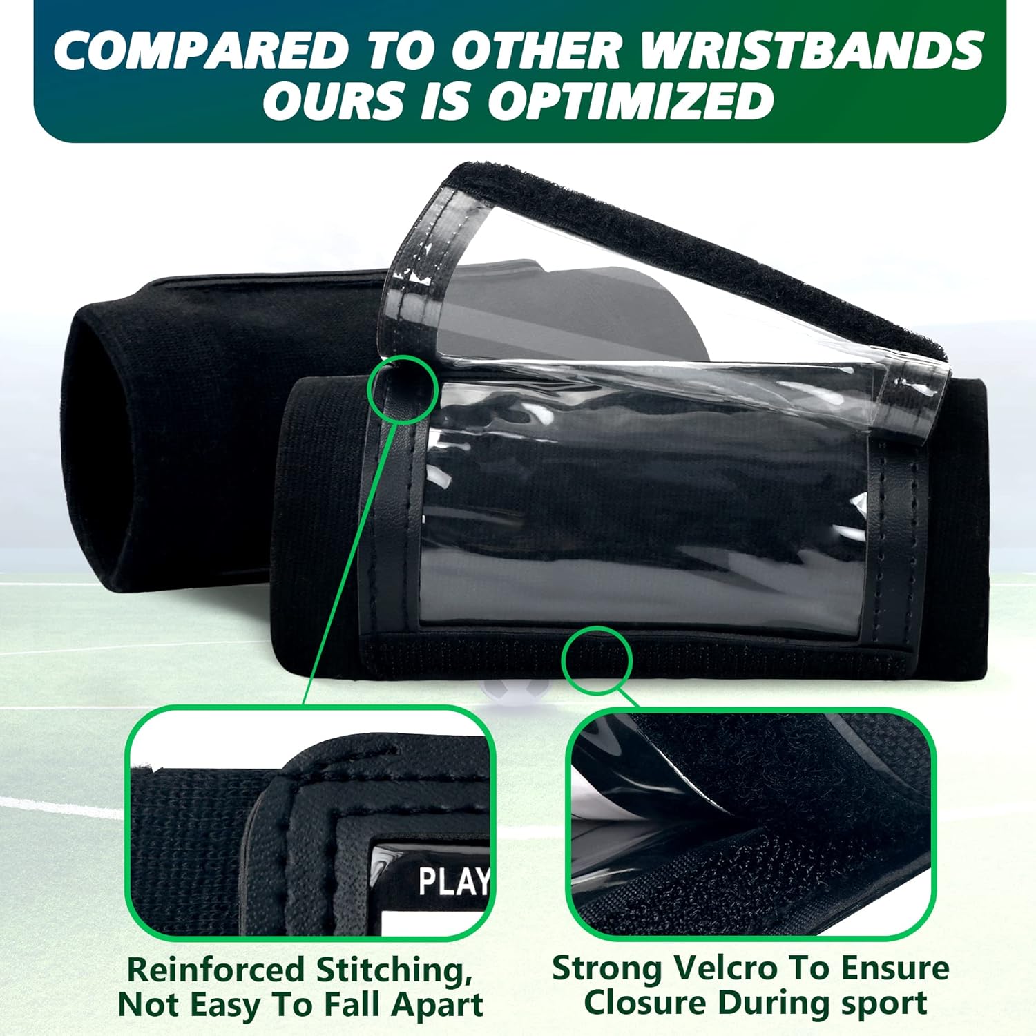 Youth Adult Football Wristbands, Quarterback Playbook Wristband with 3 Compartments, Wrist Coach for Football, Baseball, Softball, All Sports