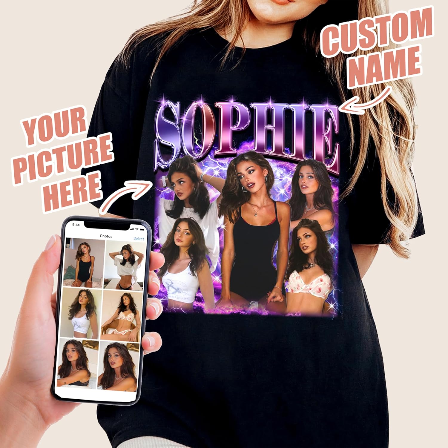 JIX & JOKY Custom Your Own Bootleg Rap Tee Custom Girlfriend Face Shirt for Boyfriend Vintage Birthday Valentine Shirt - Image 4