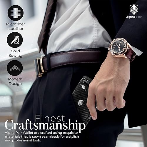 Miniatura 6 de Cartera delgada para hombre Carteras RFID para hombre con clip para dinero y 12 tarjetas de crédito Carteras compactas minimalistas para hombre