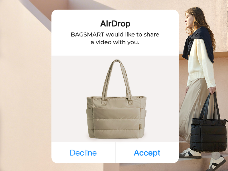 Borsa A Mano Bagsmart Donna - In Piuma, Leggera, Capiente 20 Litri, Per Lavoro E Viaggi