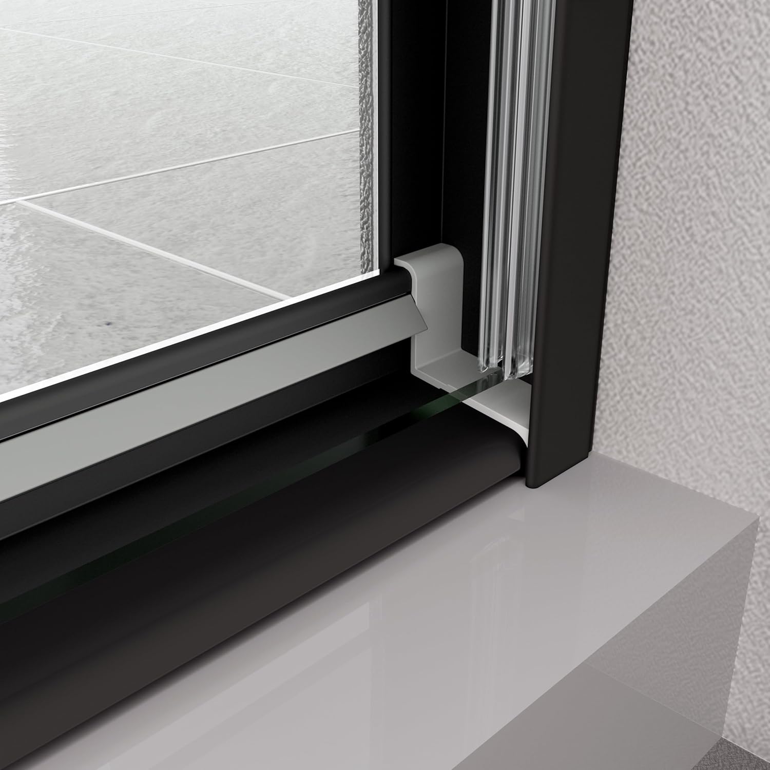 56"-60" W x 58" H Semi-Frameless Double Sliding Shower Door - 1/4" (6mm) SGCC Tempered Glass, Matte Black Finish, Bypass Bathtub Door, Smooth Sliding & Space-Saving Design for Modern Bathrooms