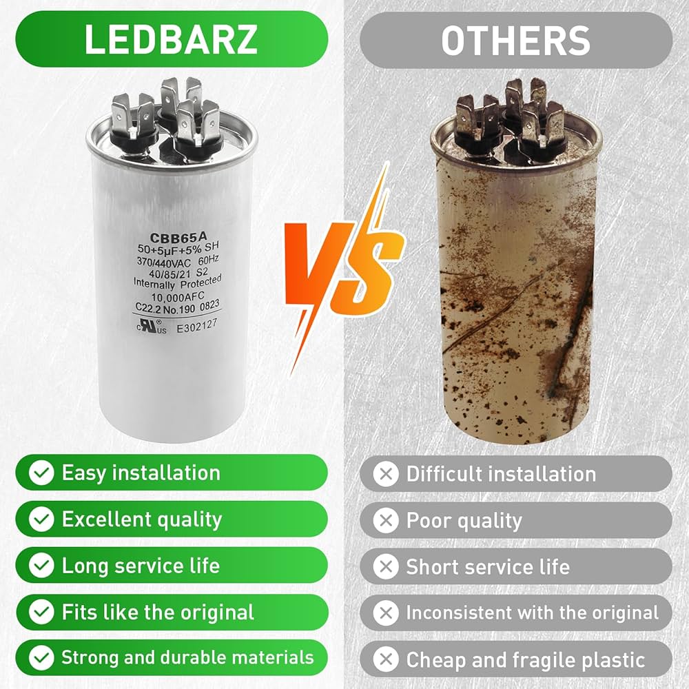 LEDBarz 2025 Upgrade 3313107.018 50+5uf+5%, 370/440VAC, 60Hz