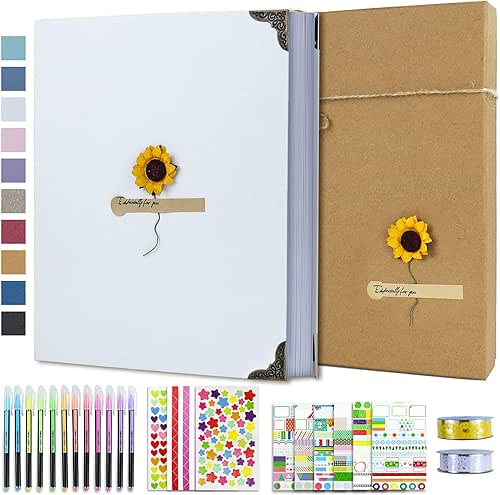 Vienrose DIY Scrapbook Photo Album Kit with Pens Tapes and