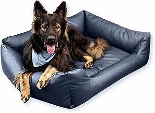 4L Textil Mario Waterproof Faux Leather Dog Bed - Dog Basket for Large and Medium Dogs - Dog Sofa XXL Dog Cushion (120 x 90 cm, Graphite) product image