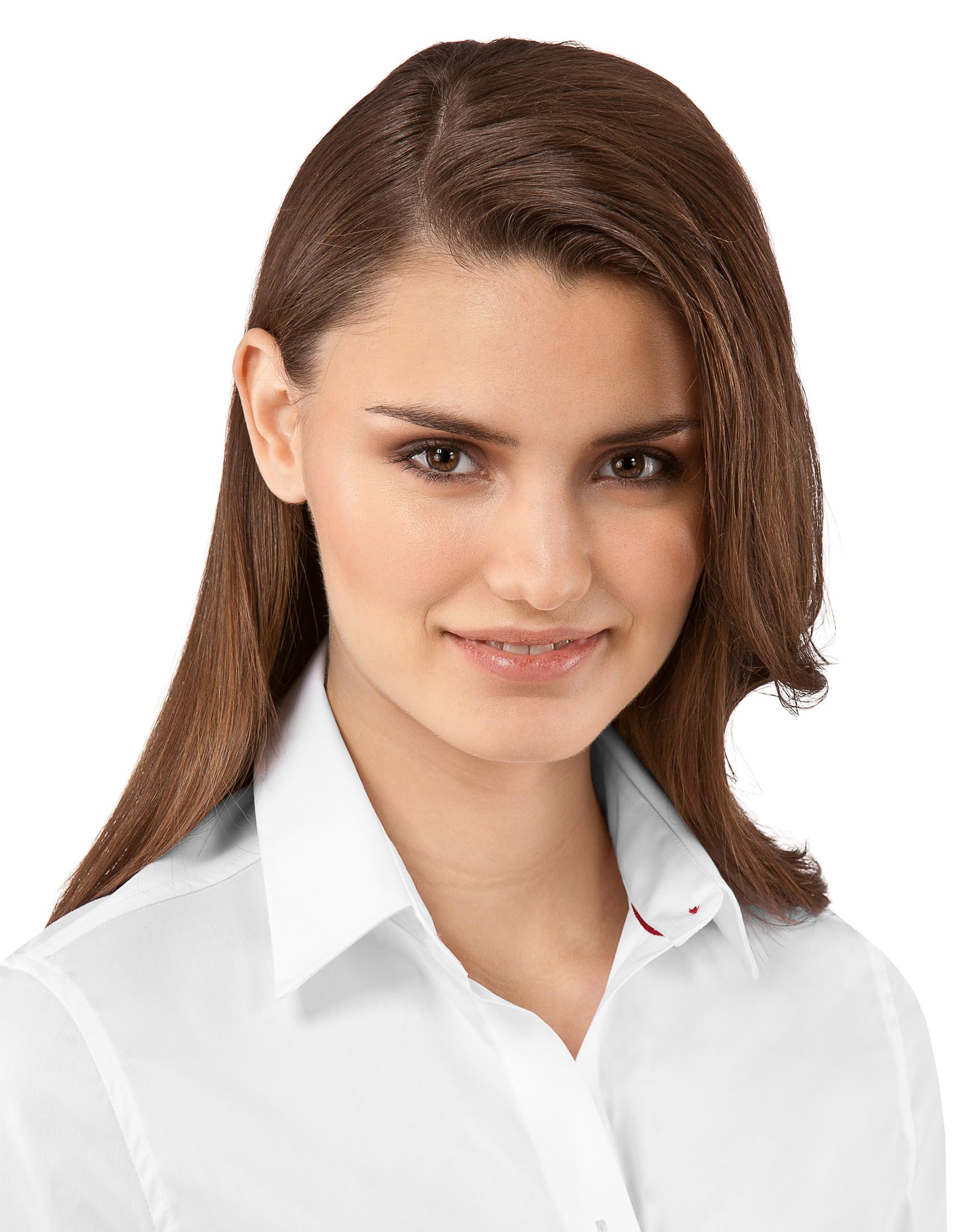 Vincenzo Boretti Camisa de Mujer Elegante y clásica, Ajustada Entallado (Slim-fit), Mezcla de algodón, Ligeramente elástica, Manga-Larga, Cuello Kent, Lisa - fácil de Planchar