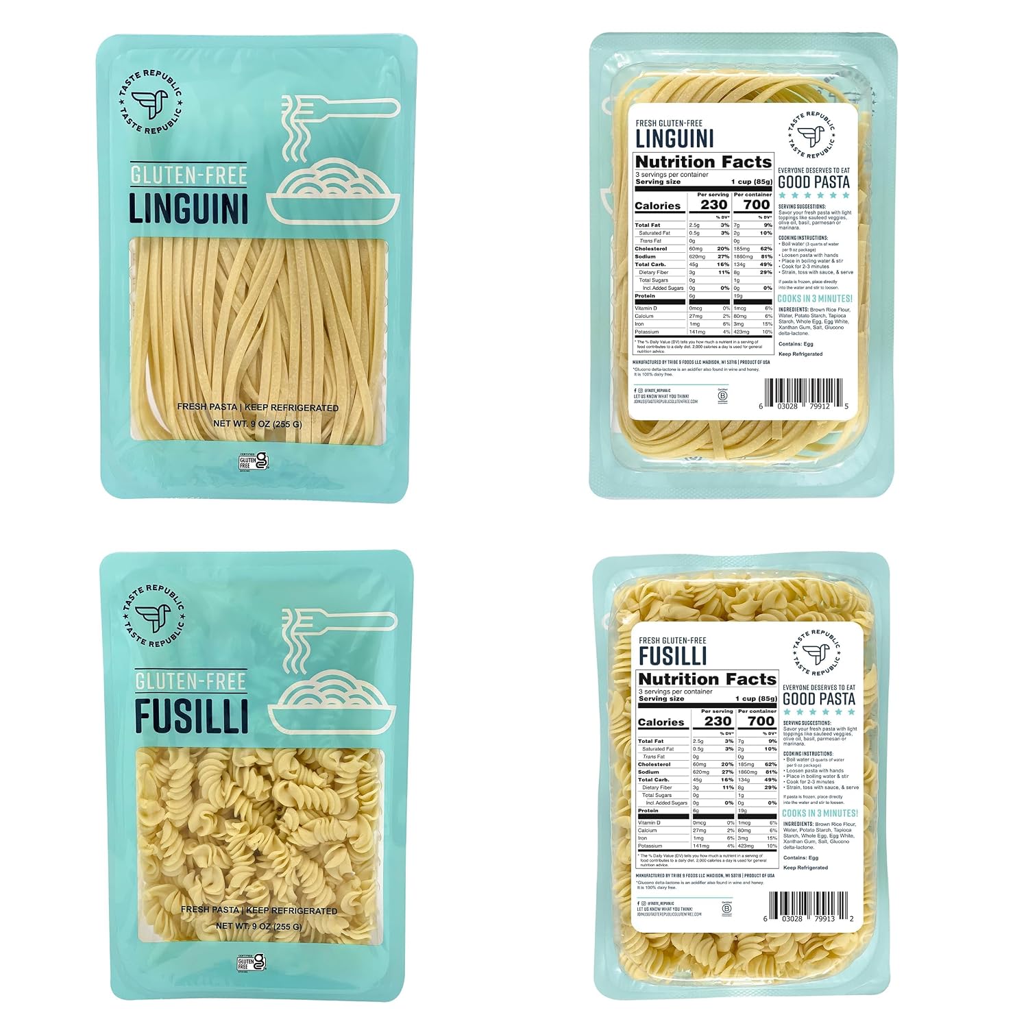 Gluten-Free Pasta Variety Pack | Cooks in 3 Min or Less | Taste Republic