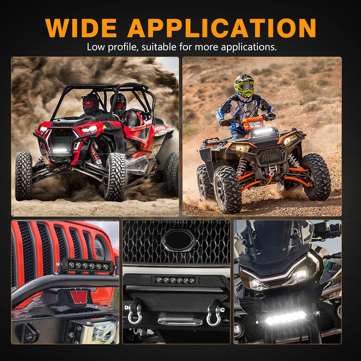 Muto-Beam 2PCS 4 Inch LED Tractor Work Lights with 8 Inch Single Row Light Bar