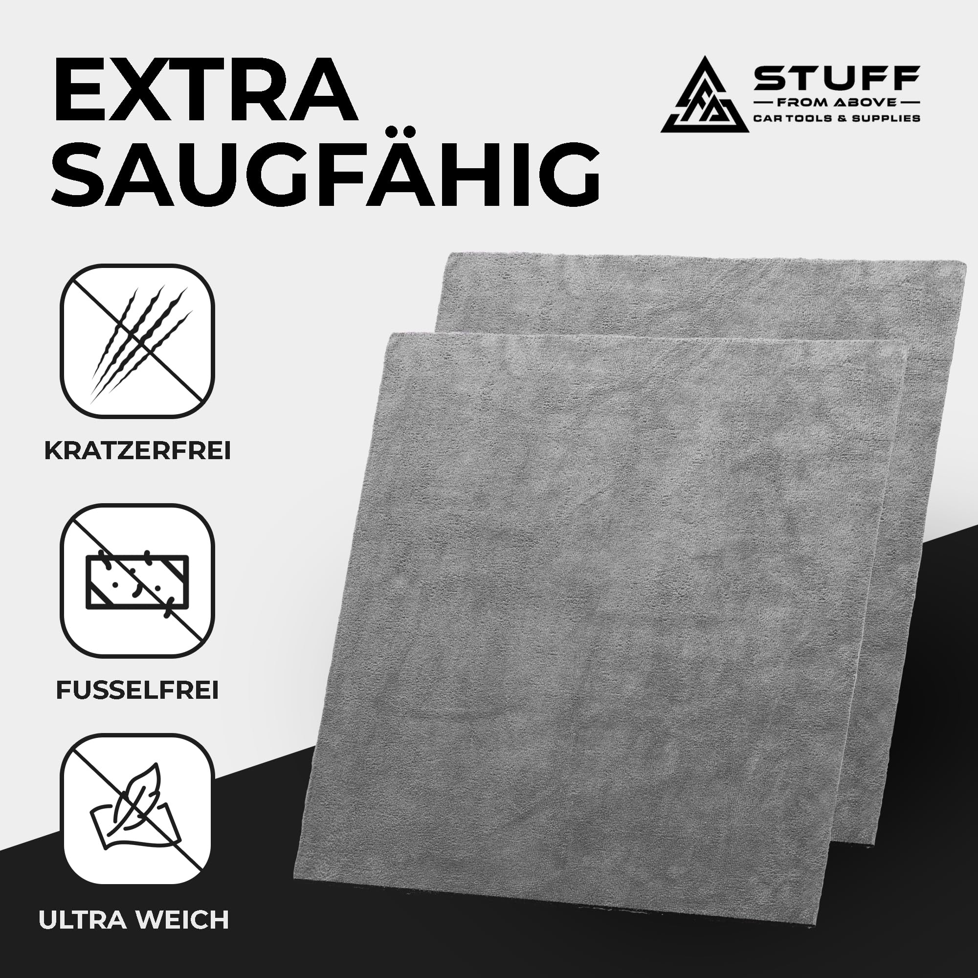 5 paños de microfibra premium para coche 300 g/m² (sin borde), 100 % sin pelusas, absorbente, suave – paño de microfibra para pintura de coche y cabina para pulir, secar y limpiar,