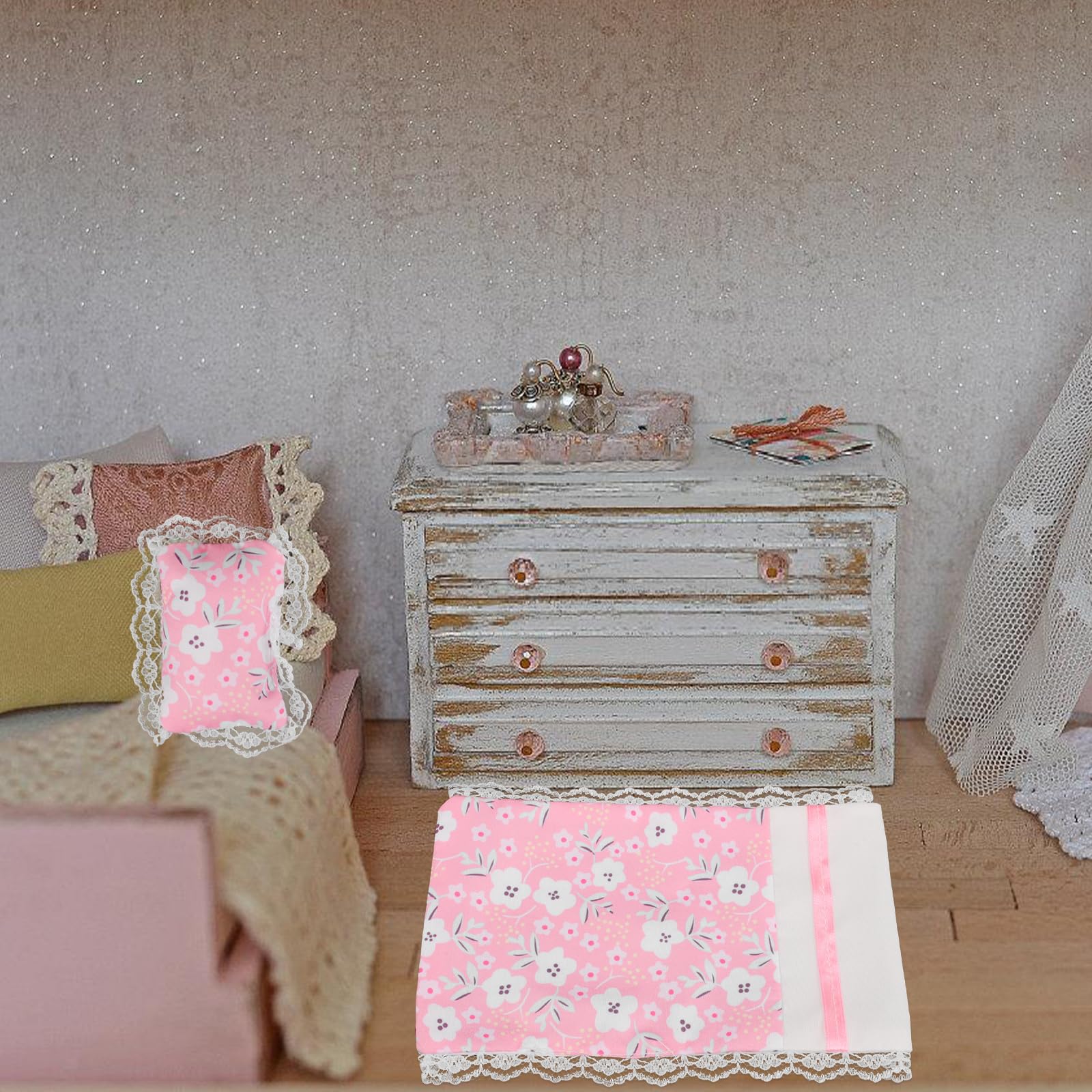 Toyvian 1 Set Doll House Sheets Doll House Bed Accessories Kit Mini Bedsheet Mini Bedding for Bed Decorations Bedroom Accessories ature Bedsheet - Image 4