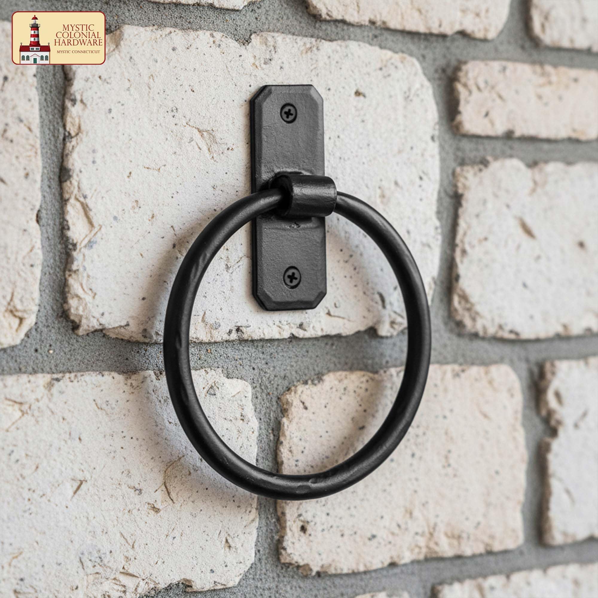Mystic Colonial, barra portasciugamani in ghisa, rustica, da parete, in metallo, per bagno, cucina o ingresso, nero resistente (15,9 cm, montaggio a parete in stile vittoriano rustico)