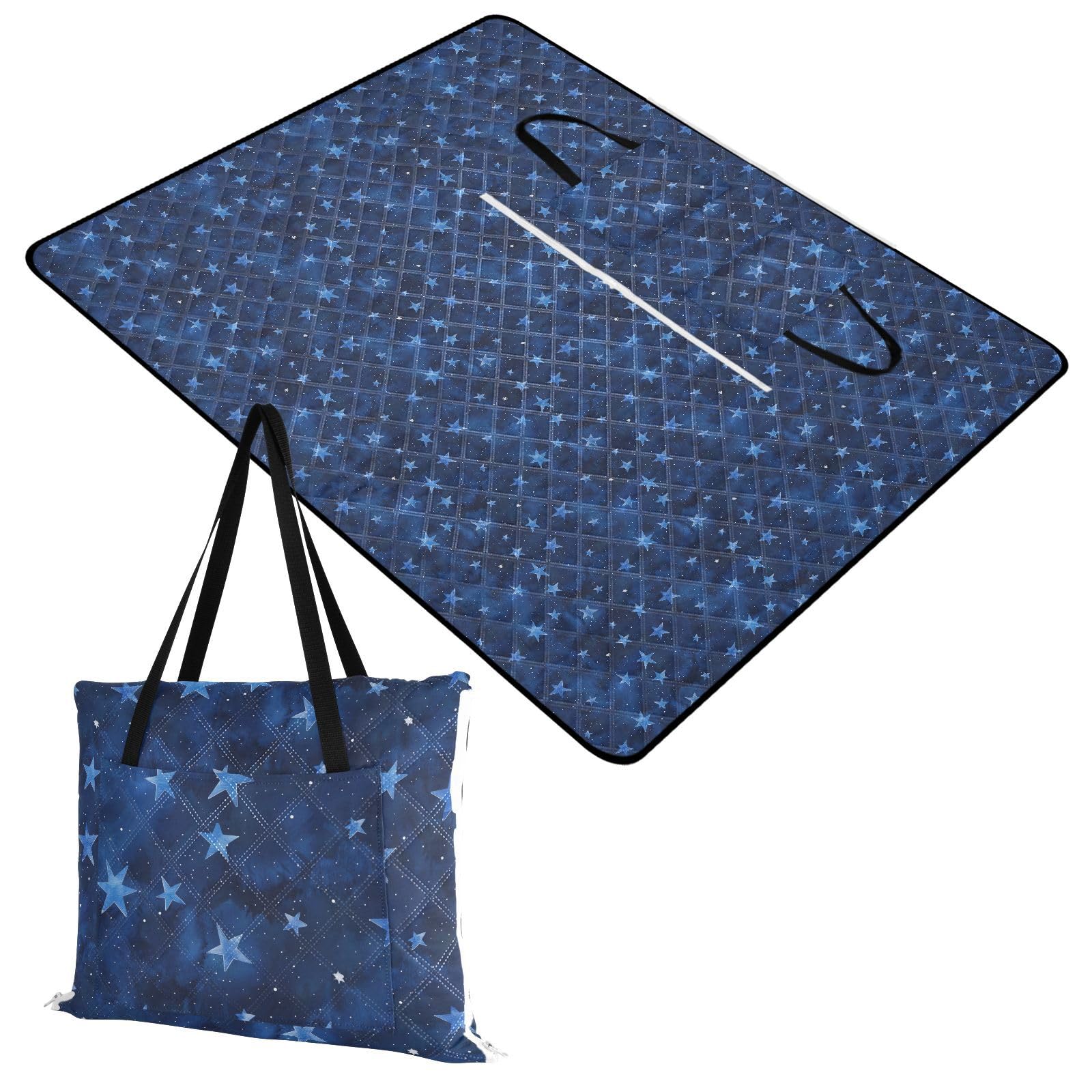 Deep Blue Stars. Coperta da picnic impermeabile pieghevole grande spiaggia campeggio coperta ripiegabile per erba concerto coperta Manta de picnic impermeabile