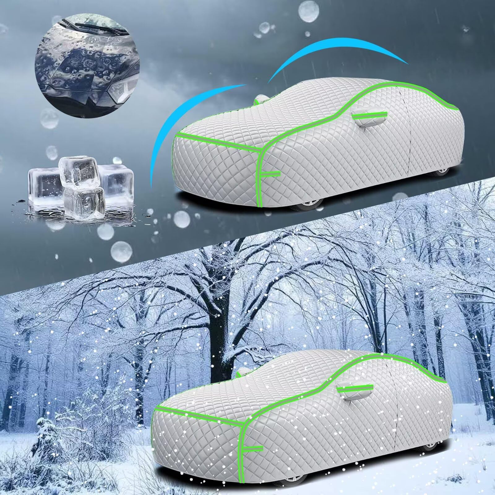 Telo Antigrandine Per Auto Compatibile Con JEEP Compass 2006-2026,antigrandine,antinevischio,impermeabile,antipolvere,antigelo,anti-UV,antineve(Silver Green)