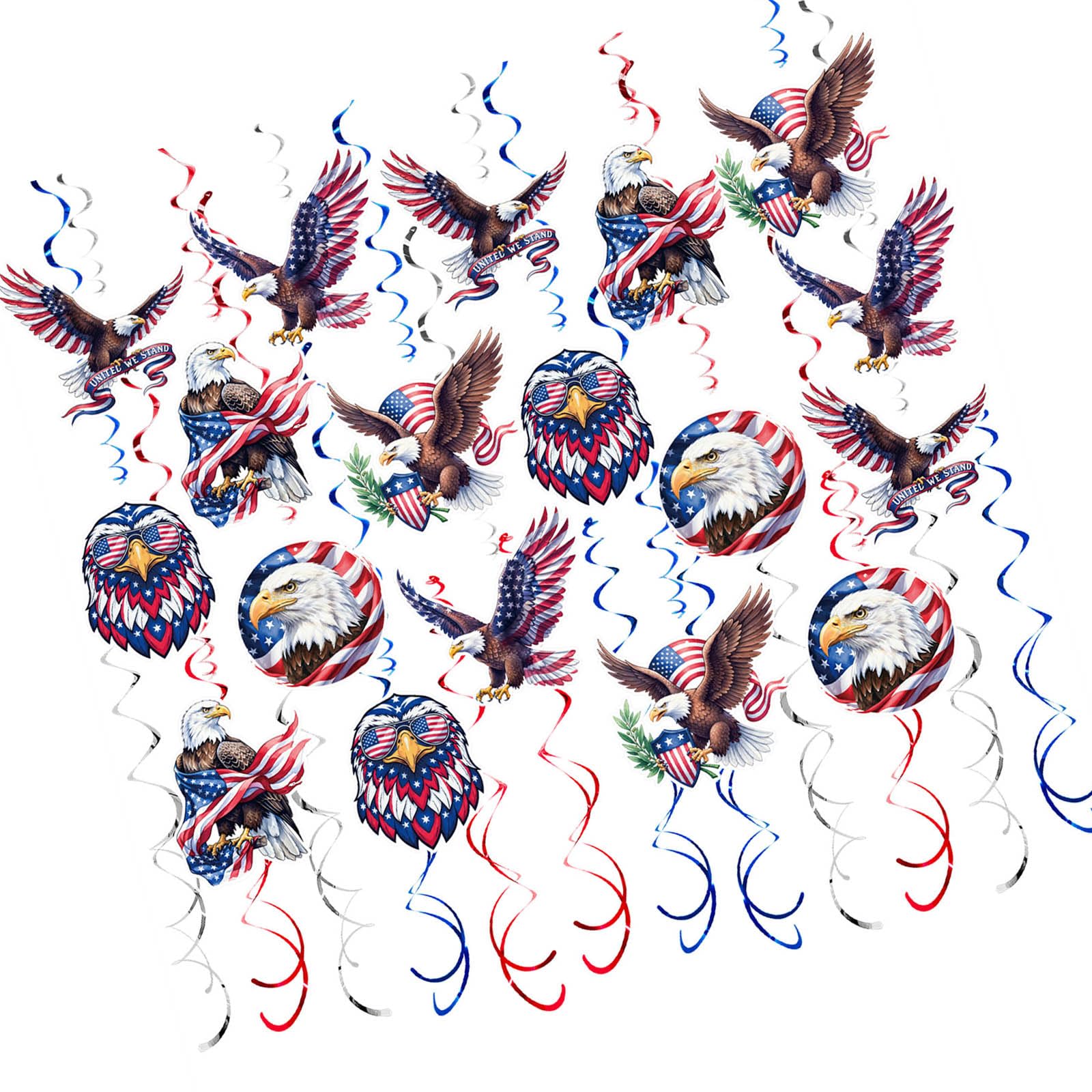 Kalttoy Patriotic Helical Hanging Decorations for Independence Day Party with and Paper Materials Seasonal Ornament and Paper Hanging