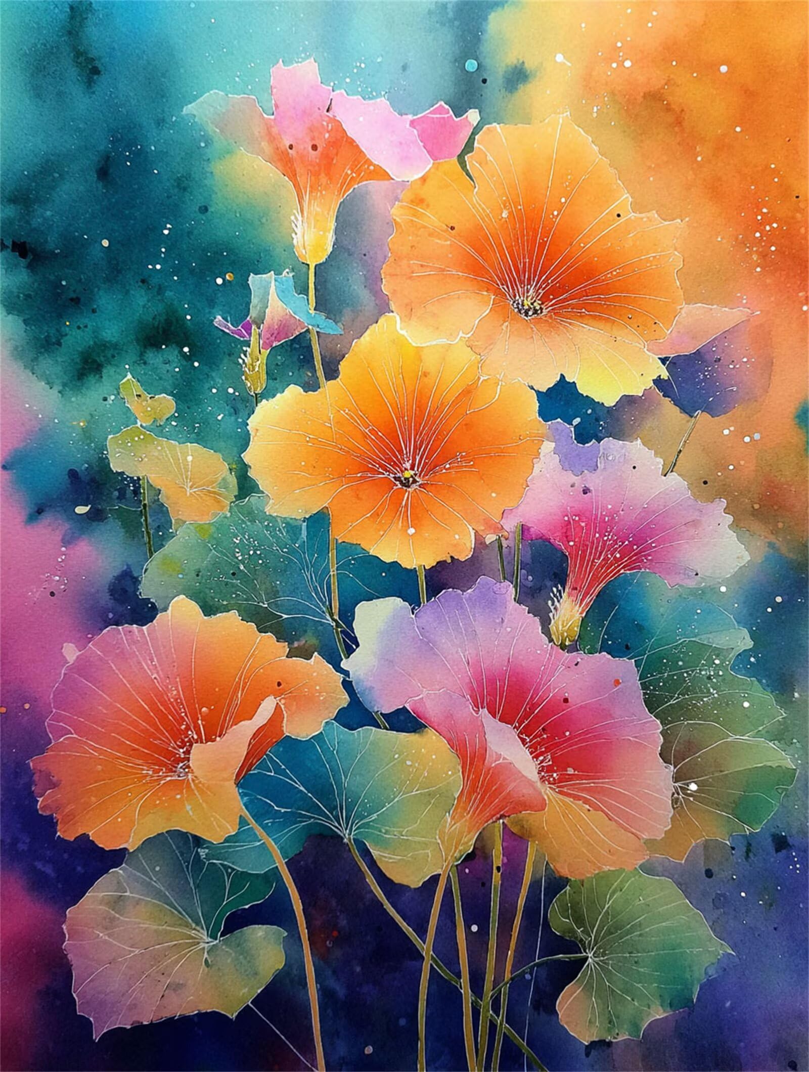Dipingere con i Numeri Adulti Colore, Fiori Dipingere con i Numeri Bambini DIY Kit, Set Premium con Pennelli, Decorazione Casa & Creativo Regalo di Compleanno, Attività di Tempo libero 70x95cm z-16