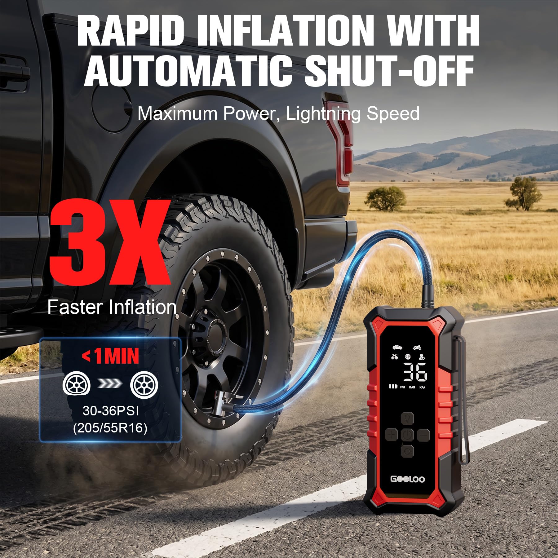 GOOLOO A6 Tire Inflator - Portable & Powerful -2