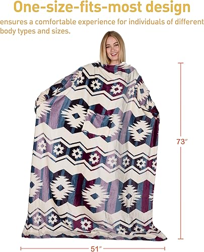 Miniatura 7 de Catalonia Manta con mangas y bolsillo, suave y cómoda manta de forro polar para mujeres y hombres