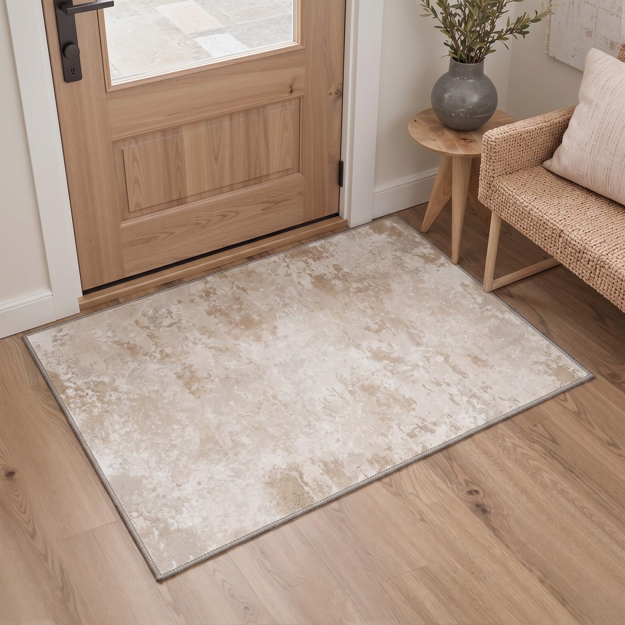 BEIMO 2x3 Area Rugs for Entryway, Beige White Washable Abstract Rug