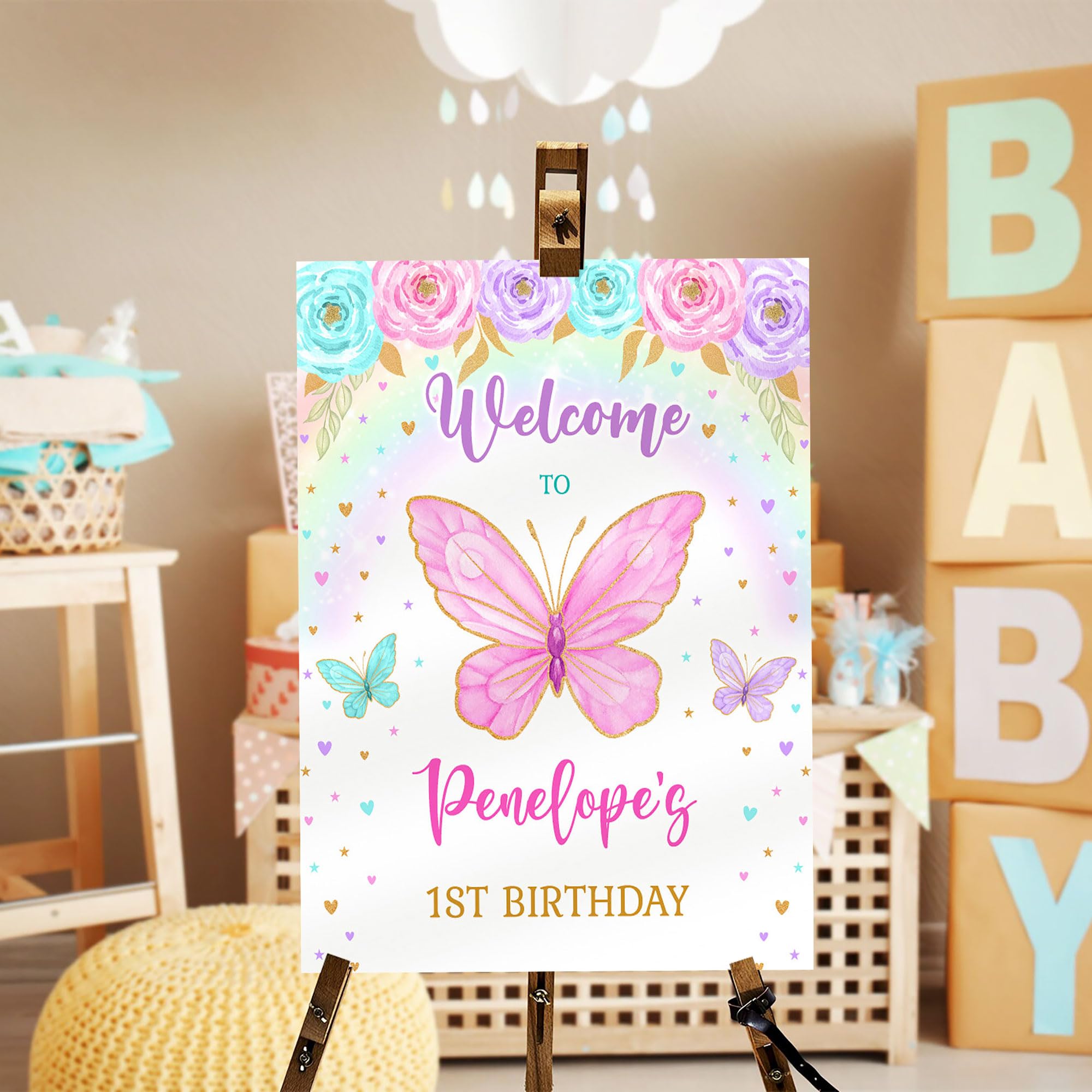 Amazon.com: Personalized Butterfly Birthday Welcome Sign