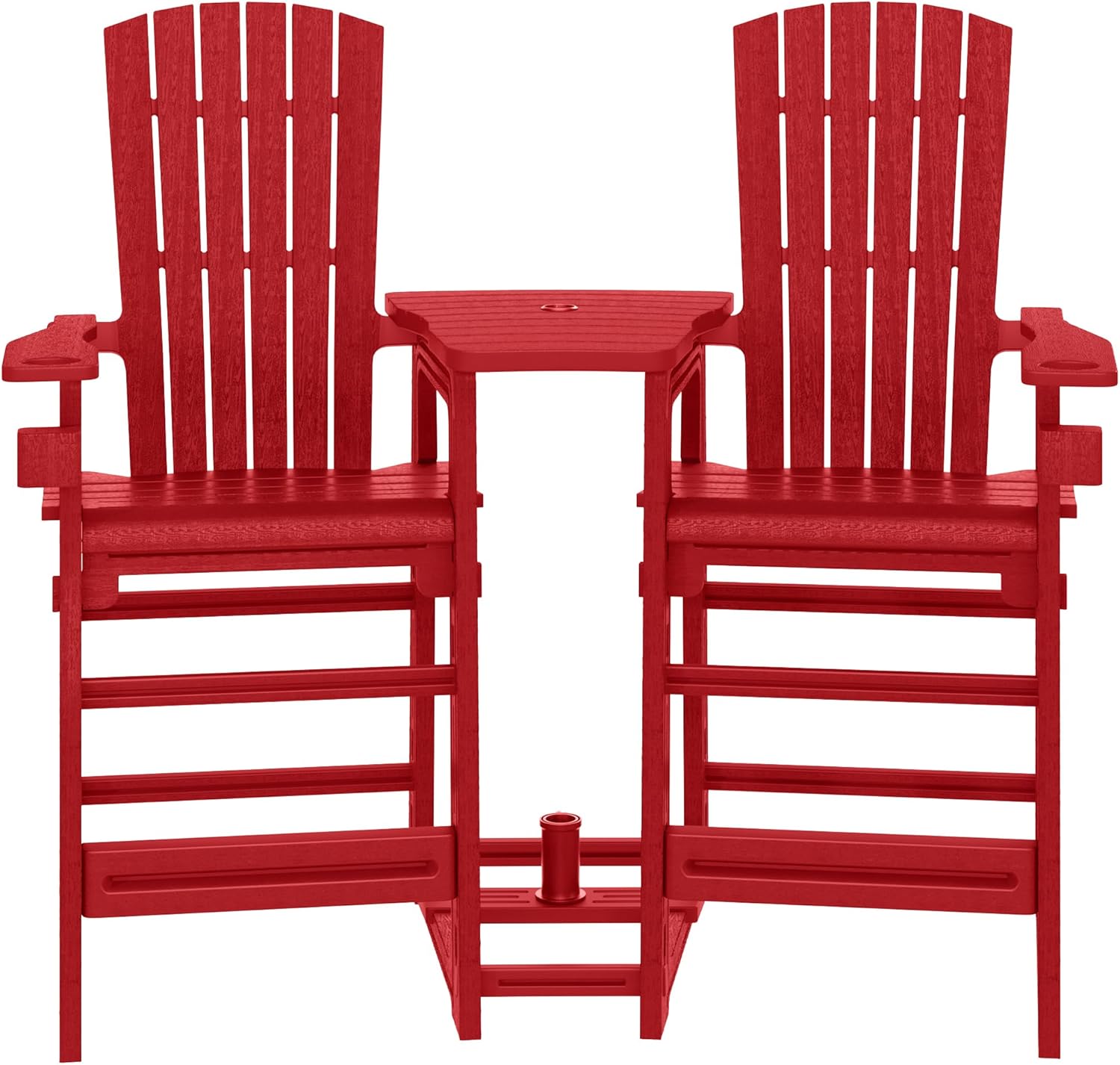 WestinTrends Azura Outdoor Tall Adirondack Chairs with Connecting Table Tray (Set of 2), Red