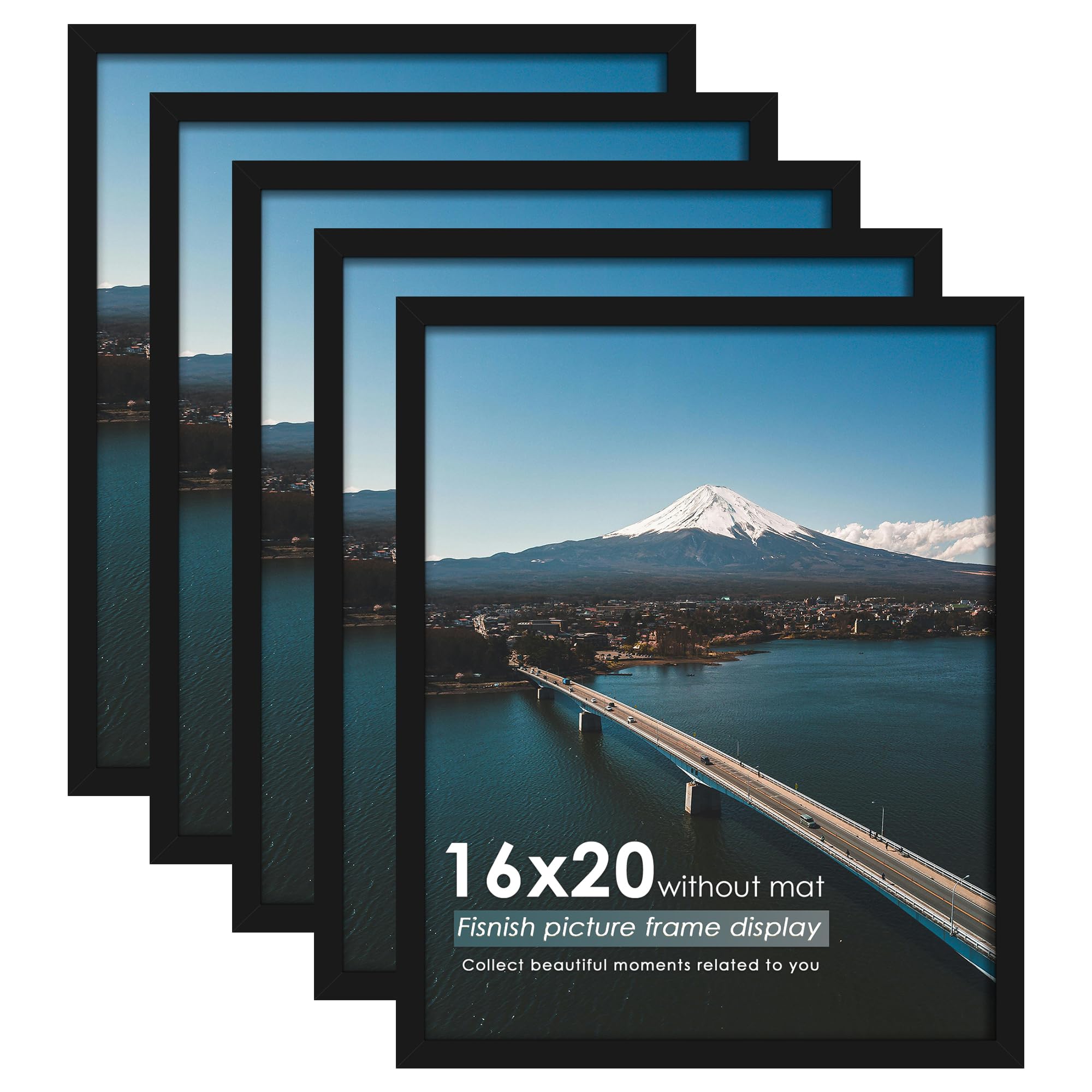 Fisnish 16x20 Picture Frames 5 Pack, Black