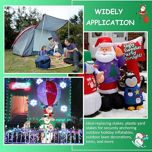 Miniatura 5 de Estacas inflables de plástico de 5.7 pulgadas resistentes para tiendas de campaña de repuesto para patio, césped, clavijas de jardinería negras,