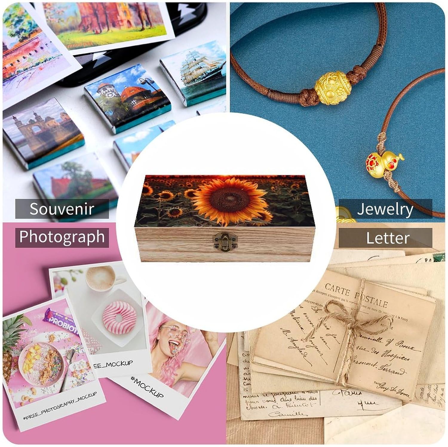 Sunset Sunflower Wooden Decorative Storage Box Jewelry Box image 5