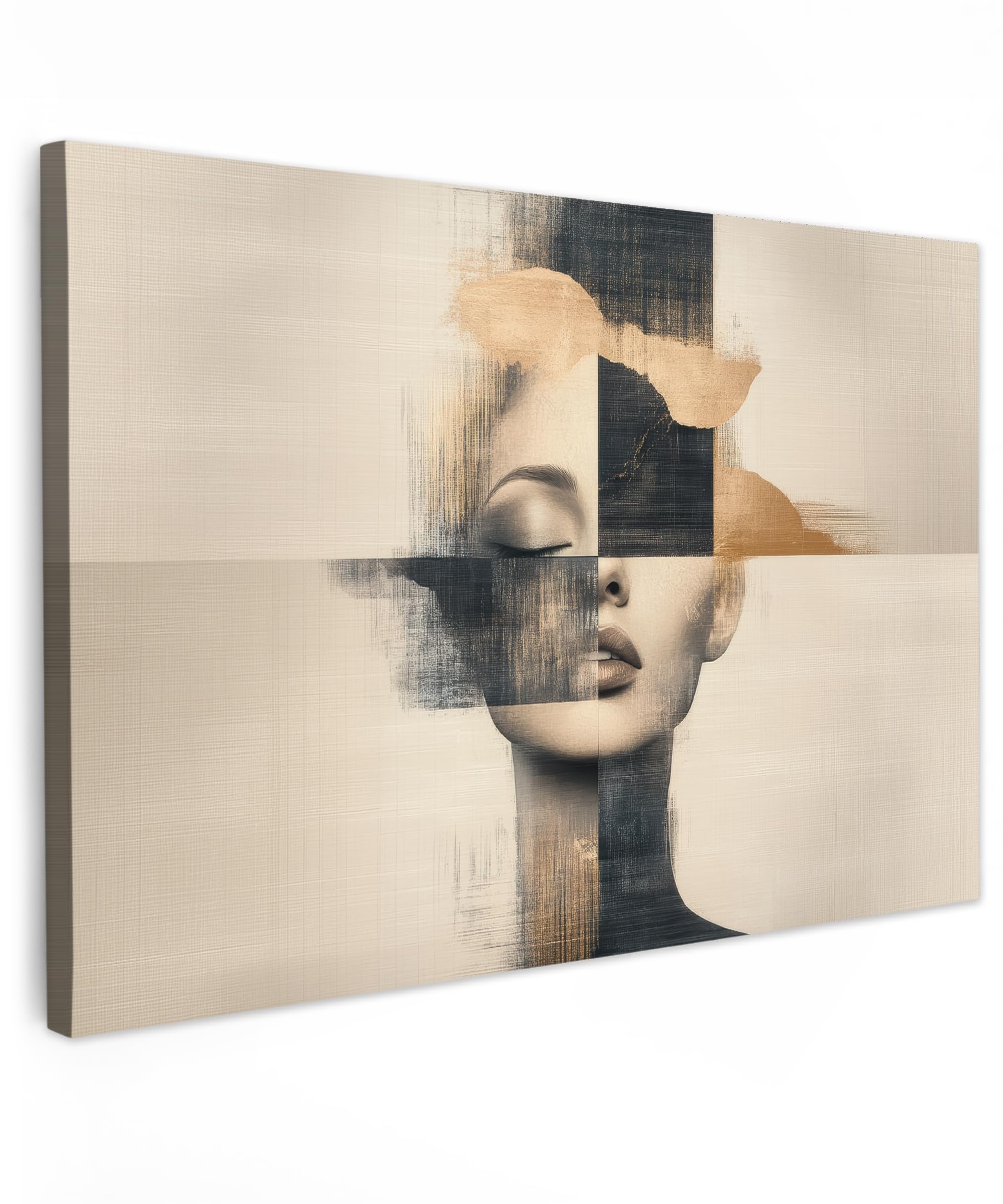 MuchoWow© Canvas Wall Art 12"x8" / 30x20 cm Decor Paintings Print framed on Canvas Pictures for Hallway Gold - Woman - Rectangles