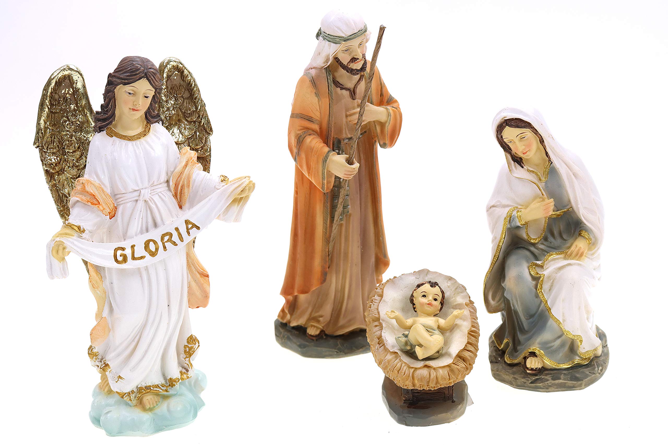 ELLUG Krippenfiguren Set 11tlg. heilige Familie, heilige DREI Könige, Engel & Hirte H.: 15cm