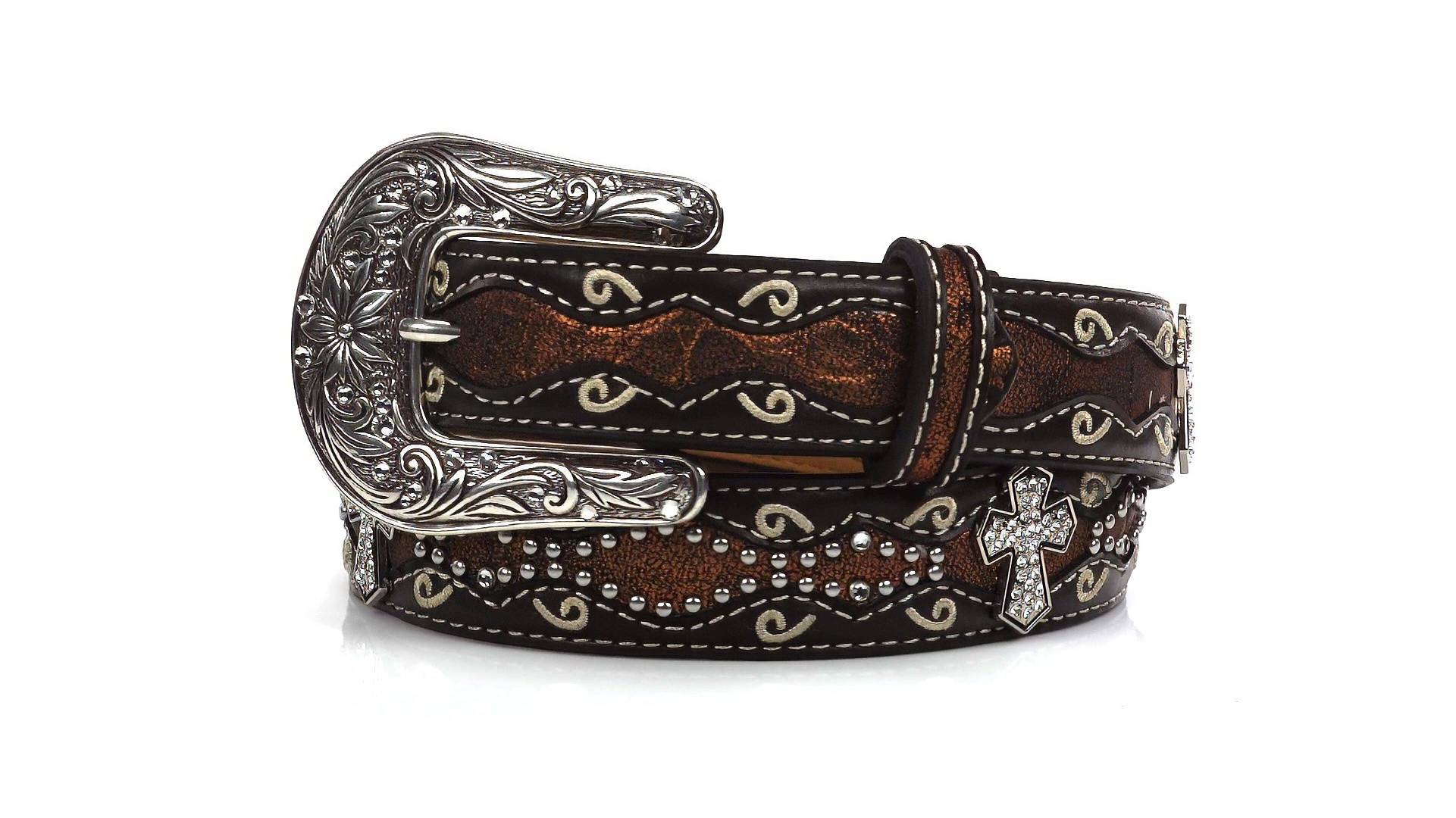 Amazon.com: ARIAT Youth Girls Rhinestone Cross Conchos Faux 