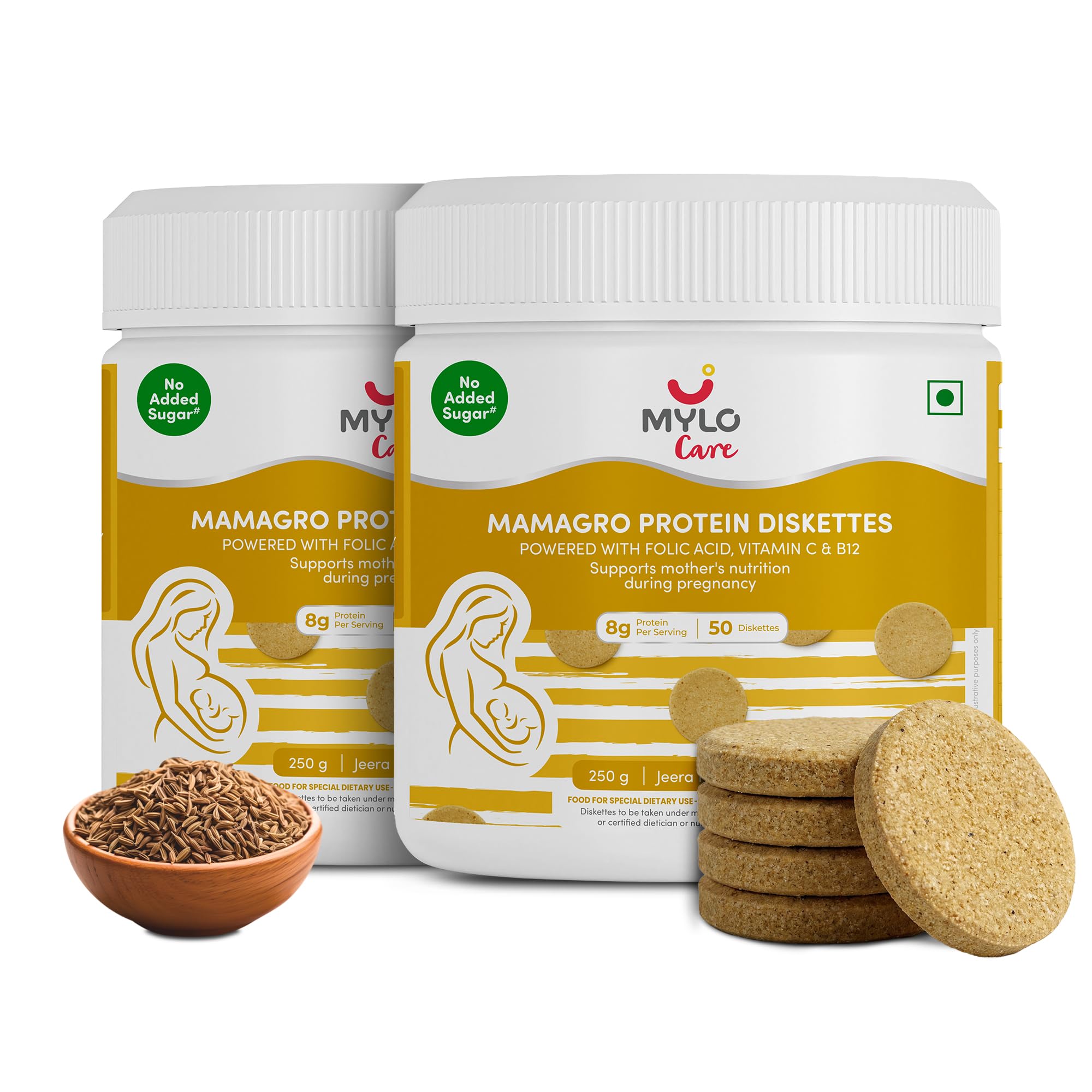 Mylo Care MamaGro Protein Diskettes | High Protein Snack for Pregnant Women | Supports Baby Growth, Placenta Development & Daily Nutrition | 250g (250 g (Pack of 3), Vanilla & Jeera & Chocolate) — Amazon image 5